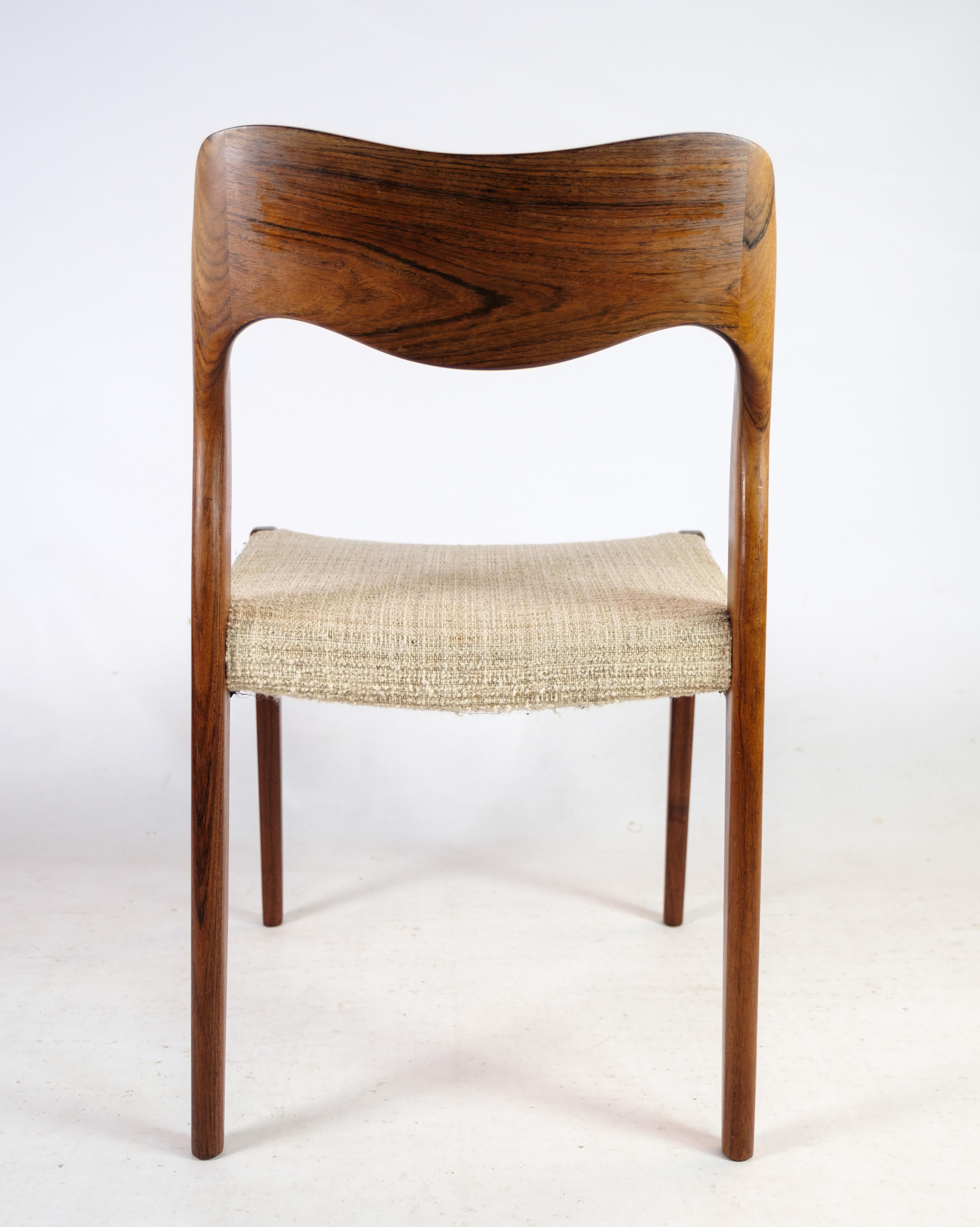 Mid-Century Modern Set of 4 Dining Chairs in Rosewood, Model 71, N.O Møller 4