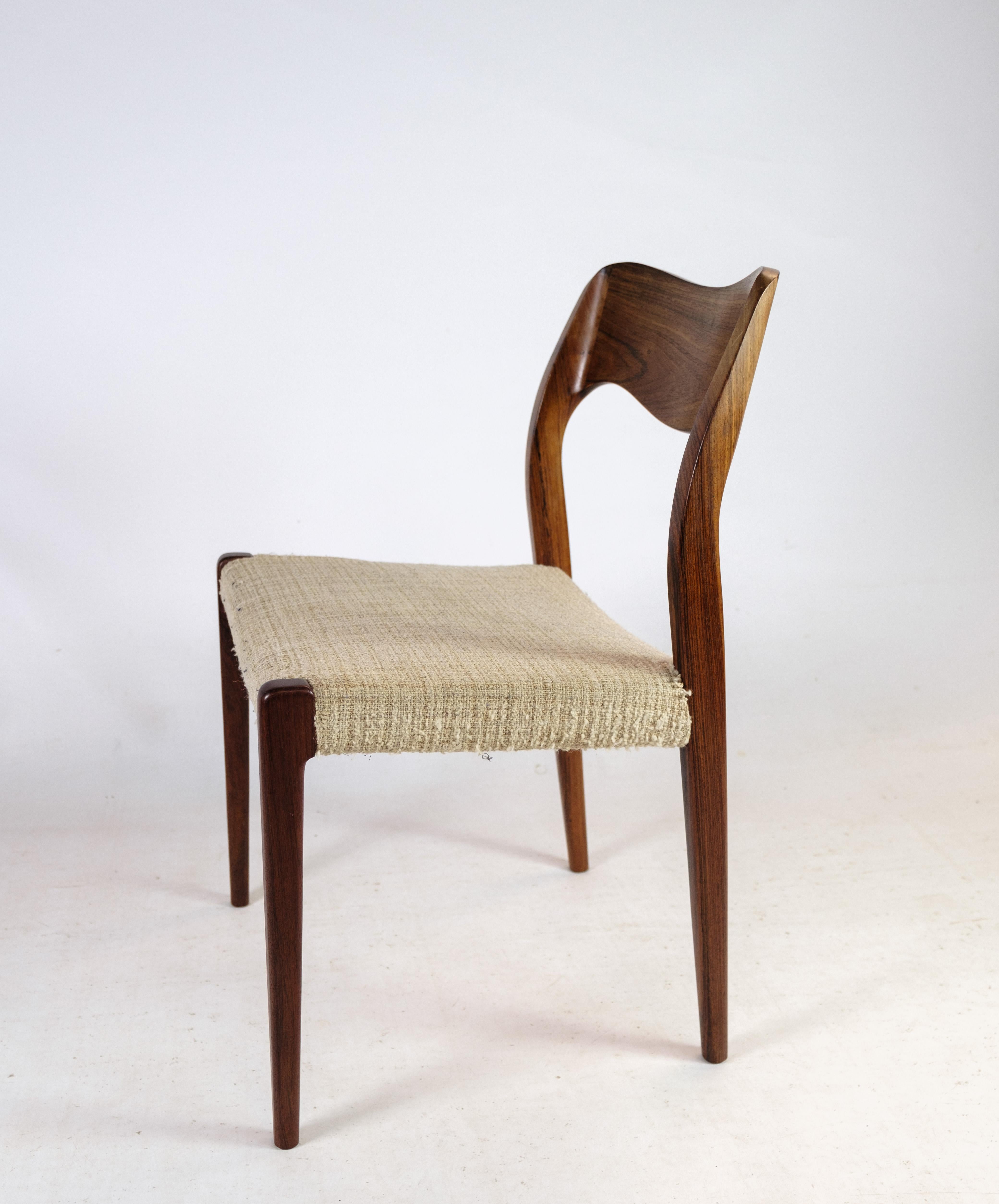 Mid-Century Modern Set of 4 Dining Chairs in Rosewood, Model 71, N.O Møller 3