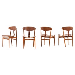 Satz von 4 Esszimmerstühlen aus Teak und Oak, Børge Mogensen zugeschrieben, 1950er Jahre