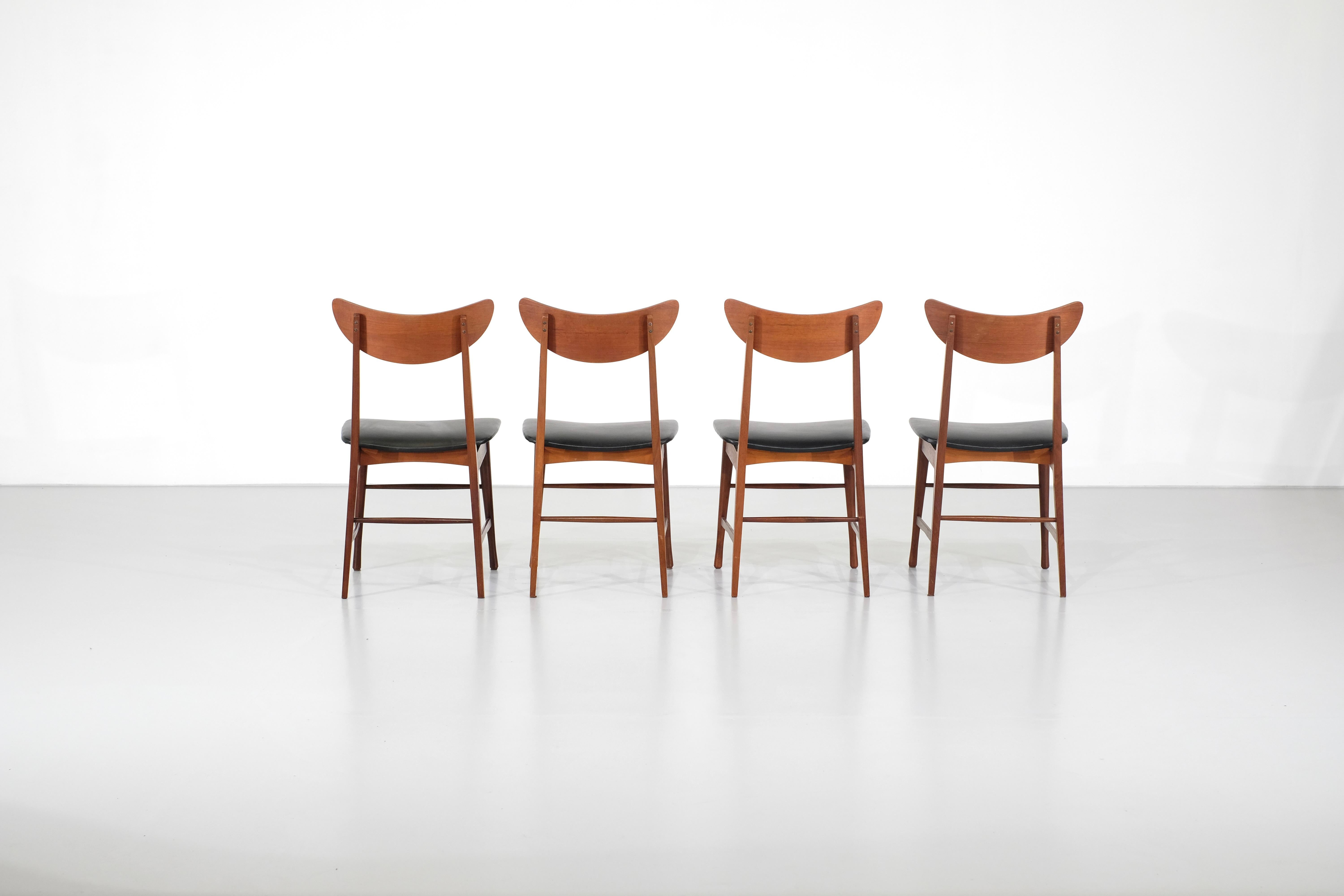 Danois Set of 4 dining chairs in teak, Denmark - 1960s en vente
