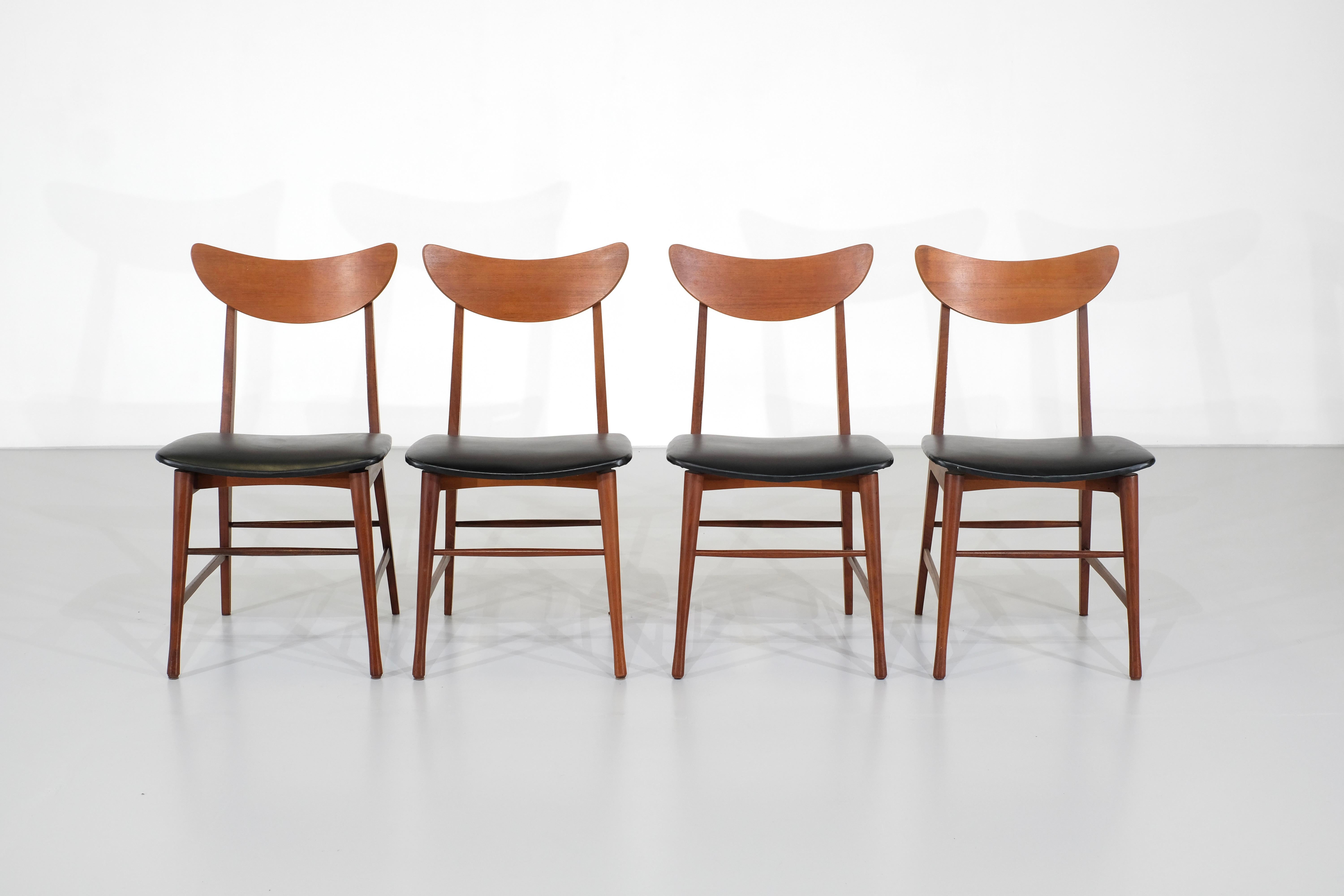 Set of 4 dining chairs in teak, Denmark - 1960s Excellent état - En vente à Uccle, Bruxelles