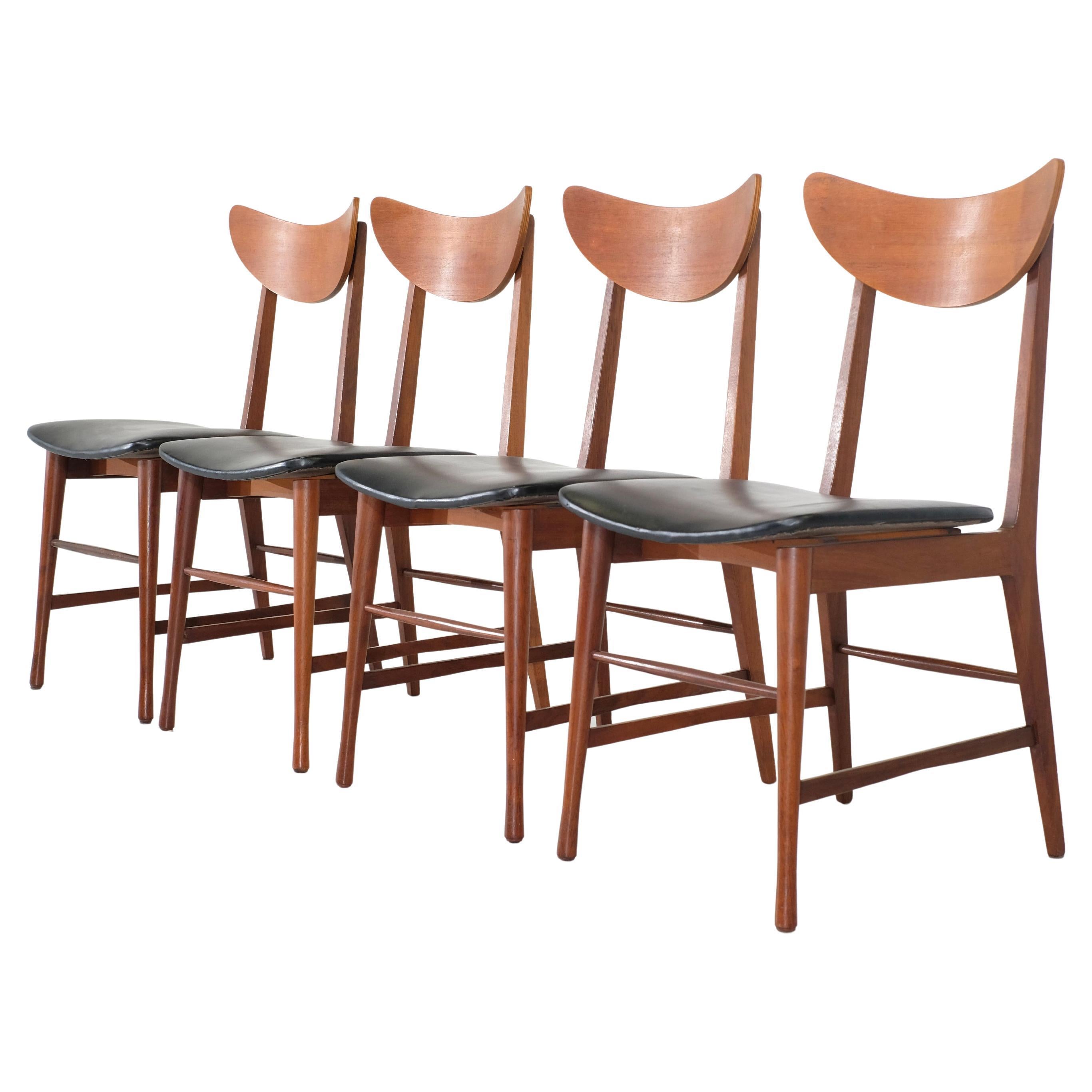 Set of 4 dining chairs in teak, Denmark - 1960s