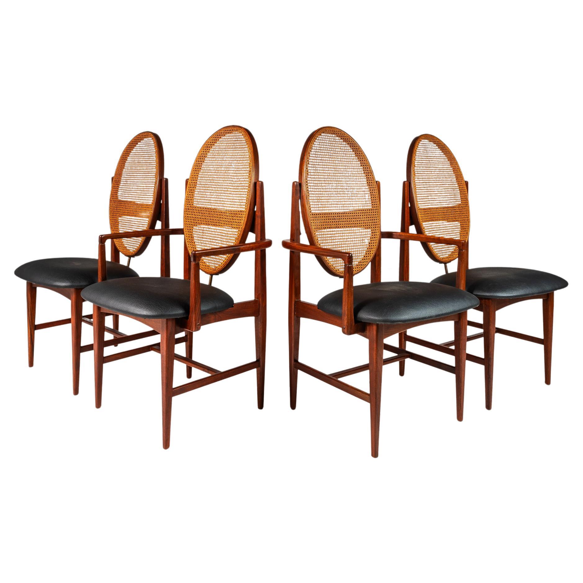 Set of 4 Dining Chairs in Walnut, Milo Baughman for Directional Furniture, 1960s