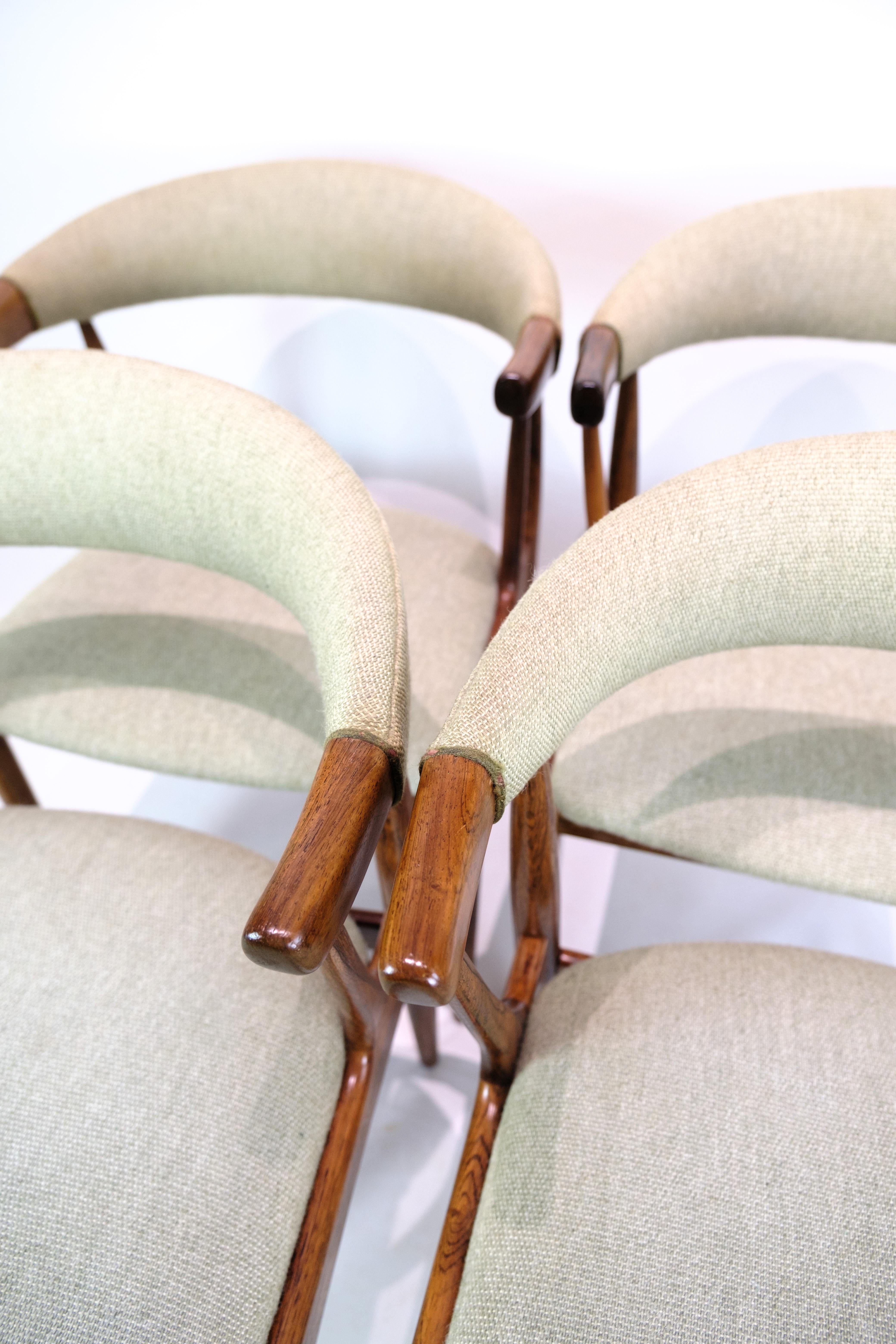 Mid-Century Modern Set Of 4 Dining Chairs Made In Rosewood By Johannes Andersen From 1960s