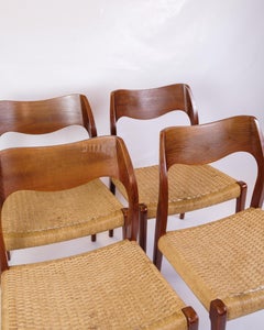 Set Of 4 Dining Chairs Model 71 Made In Teak By Niels O. Møller From 1960s