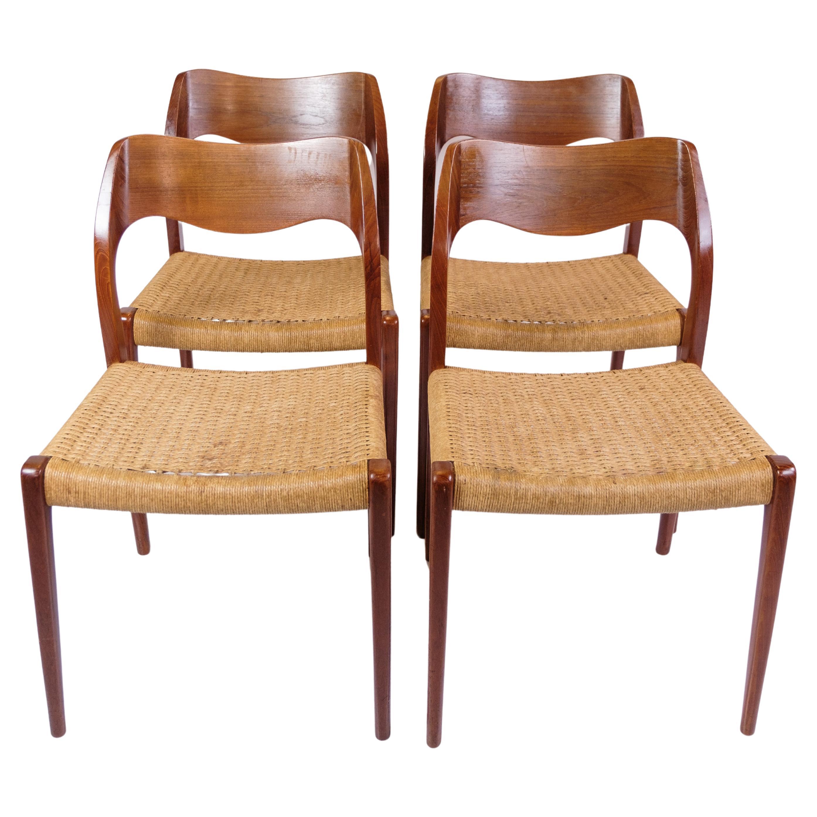 Set Of 4 Dining Chairs Model 71 Made In Teak By Niels O. Møller From 1960s