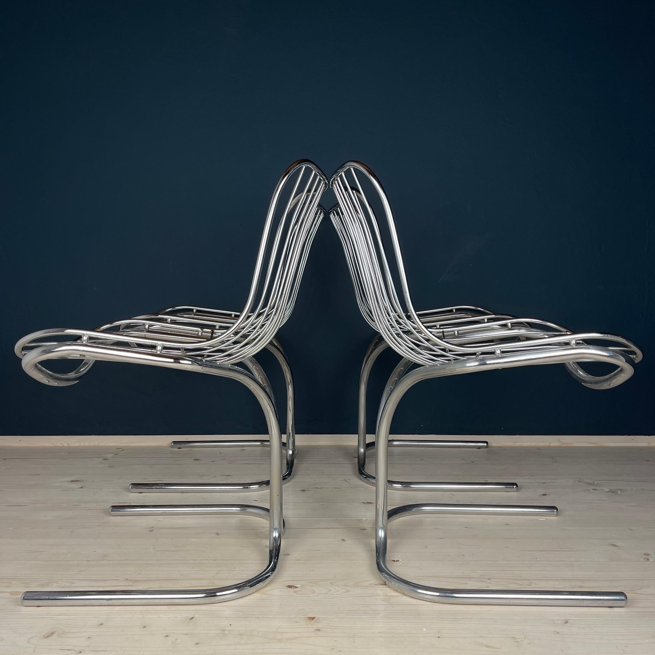 Set of 4 dining chairs Radiofreccia by Gastone Rinaldi for Rima Padova Italy1970 6