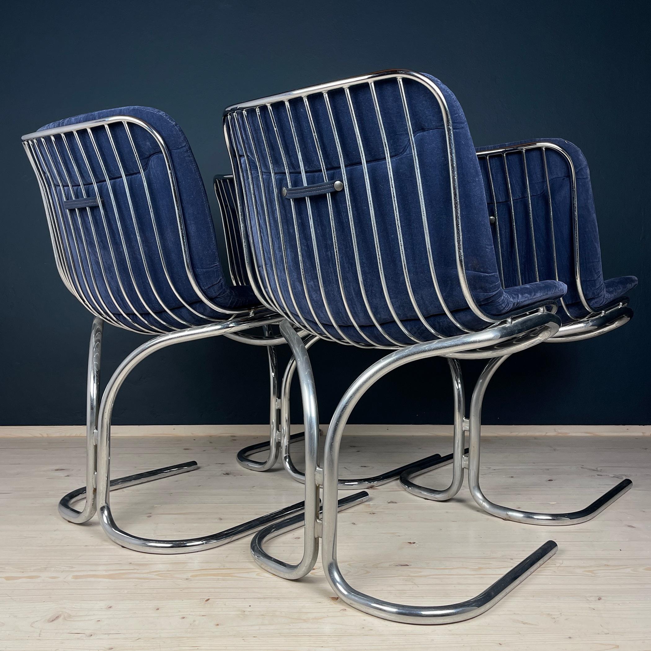 Set of 4 dining chairs Radiofreccia by Gastone Rinaldi for Rima Padova Italy1970 In Good Condition For Sale In Miklavž Pri Taboru, SI