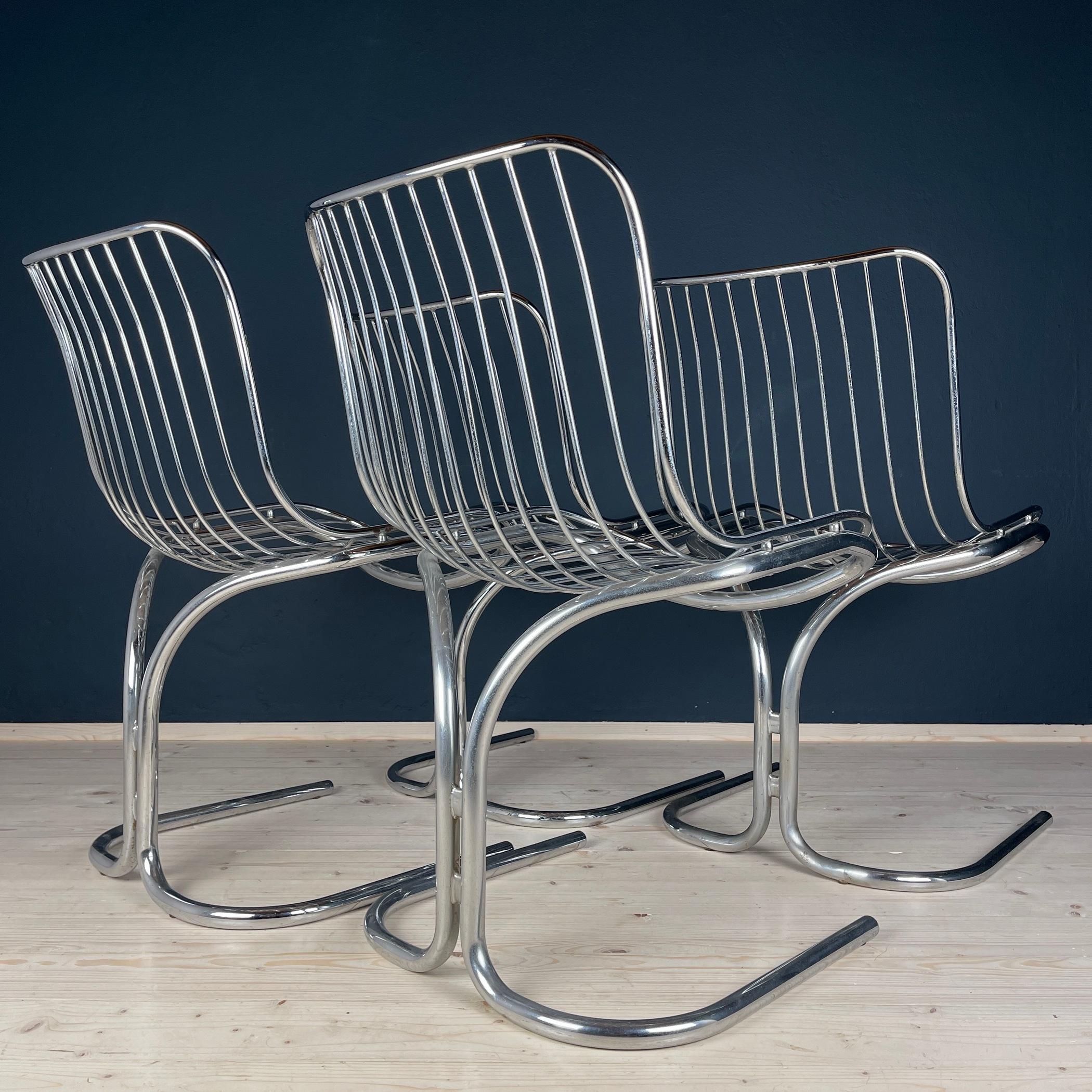 20th Century Set of 4 dining chairs Radiofreccia by Gastone Rinaldi for Rima Padova Italy1970