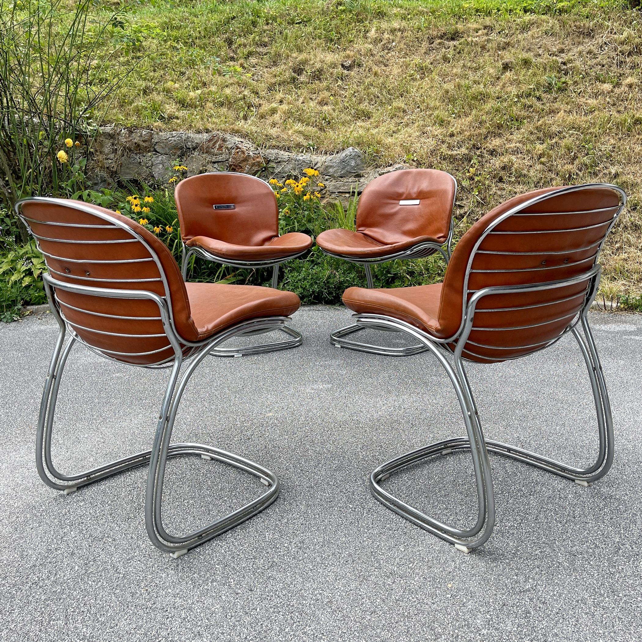Set of 4 Dining Chairs Sabrina by Gastone Rinaldi for Rima Padova Italy 1970s 3