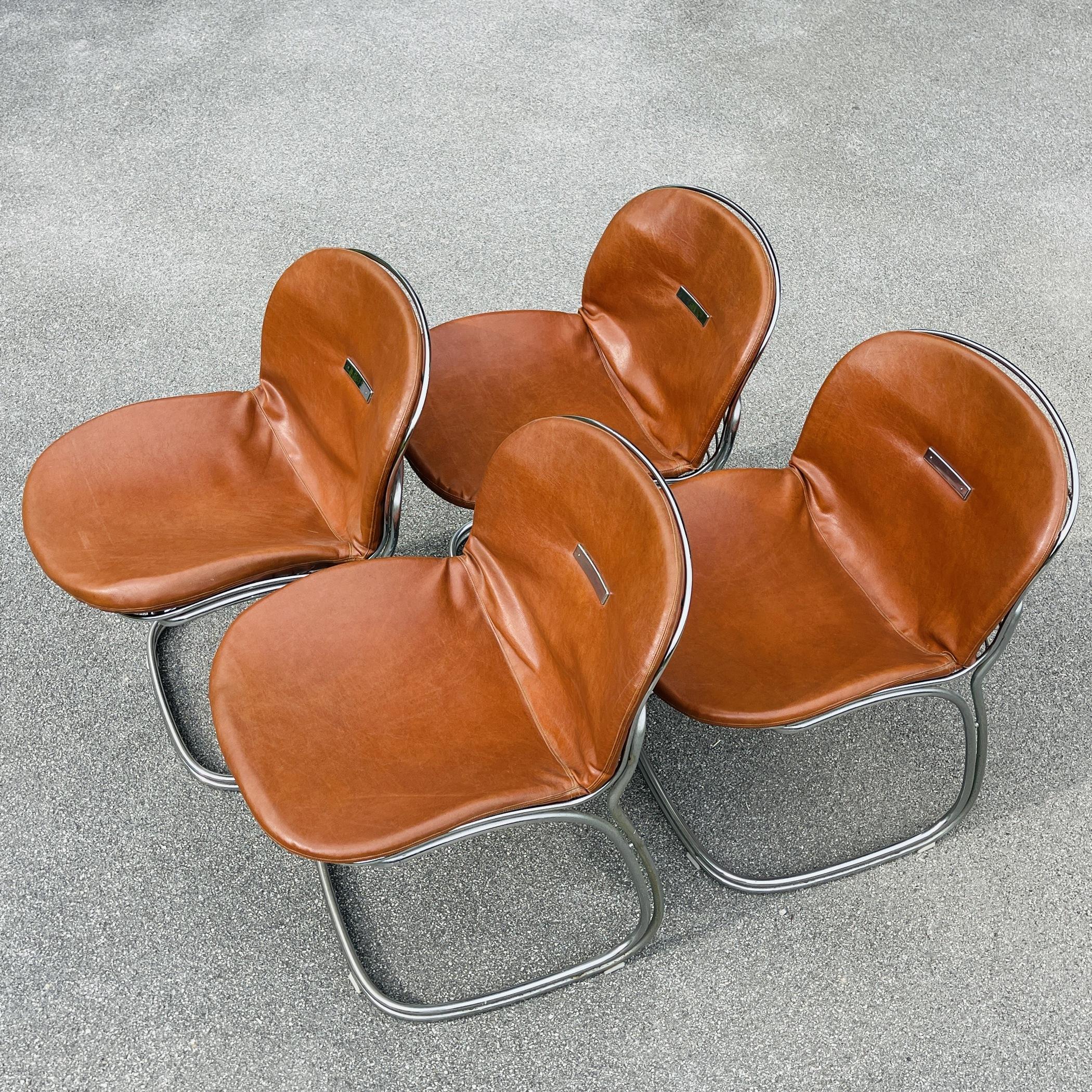 Italian Set of 4 Dining Chairs Sabrina by Gastone Rinaldi for Rima Padova Italy 1970s