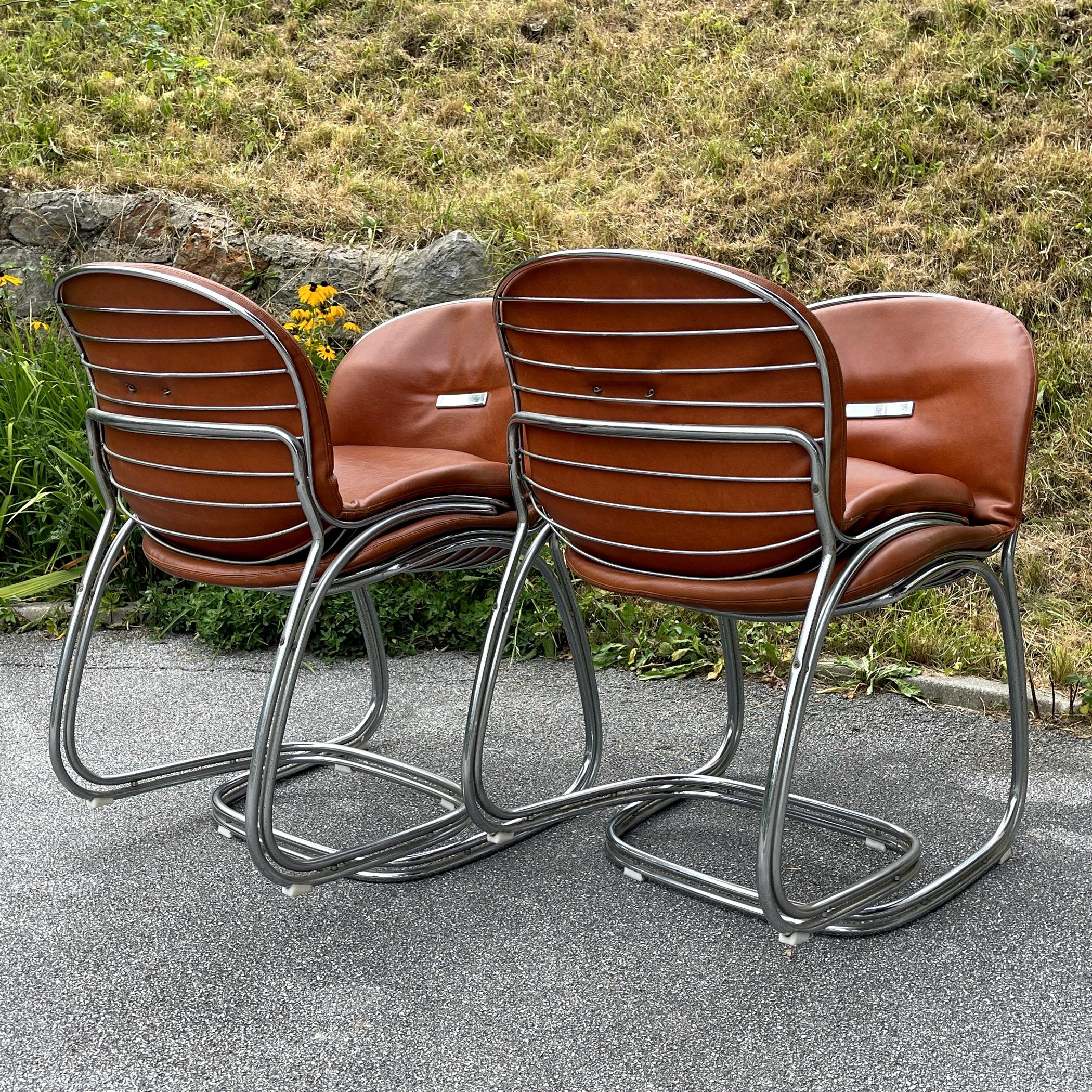 20th Century Set of 4 Dining Chairs Sabrina by Gastone Rinaldi for Rima Padova Italy 1970s