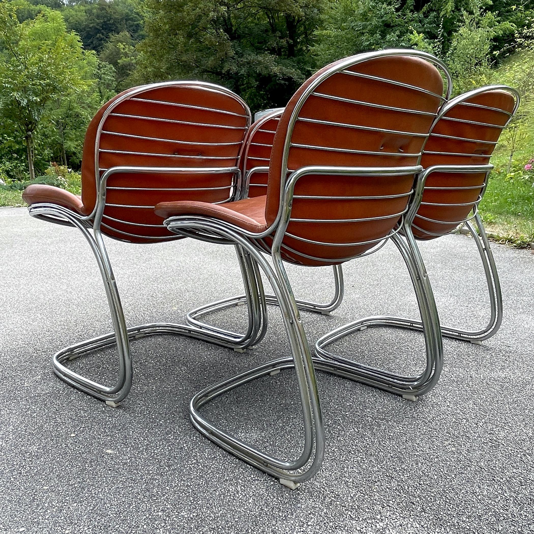 Set of 4 Dining Chairs Sabrina by Gastone Rinaldi for Rima Padova Italy 1970s 1