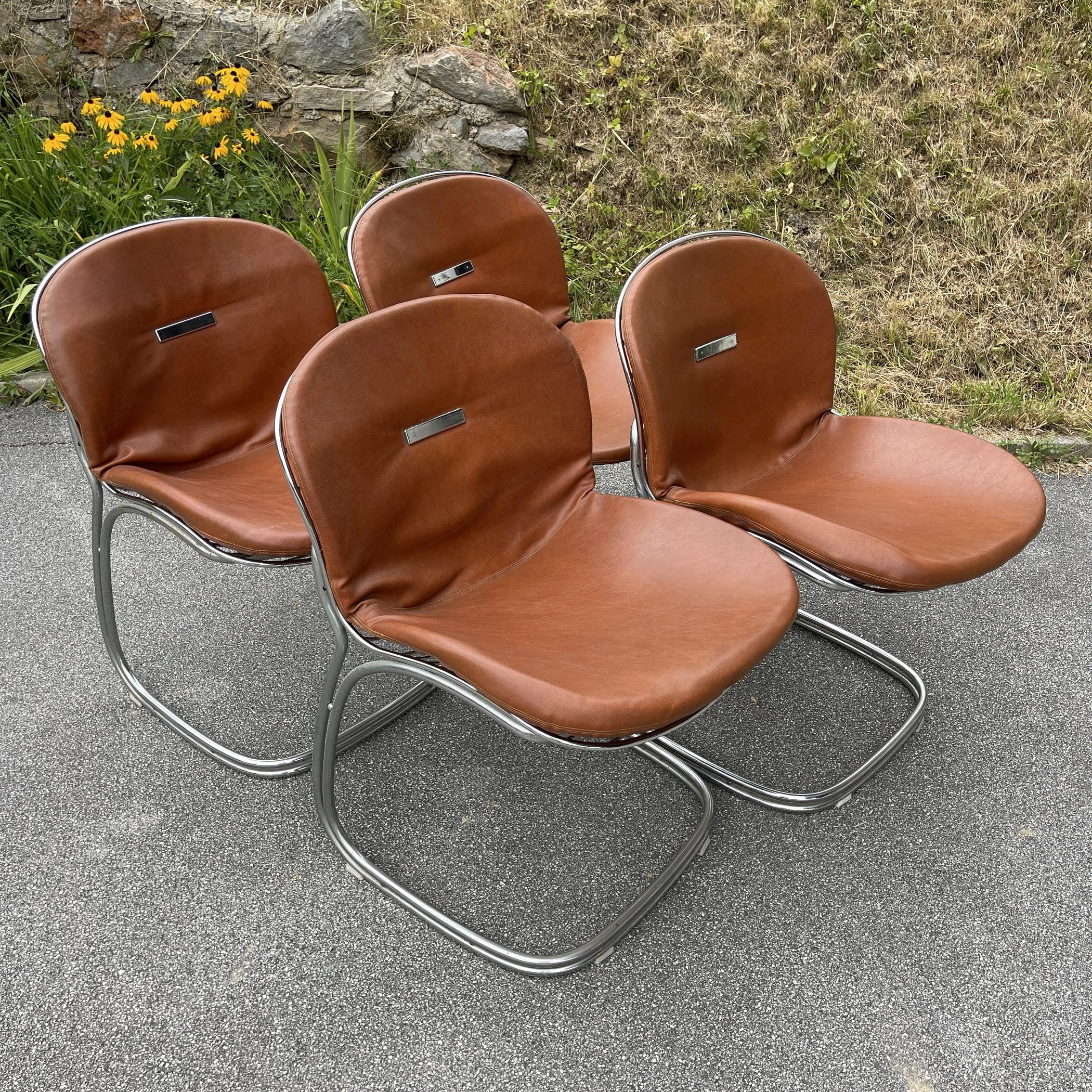 Set of 4 Dining Chairs Sabrina by Gastone Rinaldi for Rima Padova Italy 1970s 2