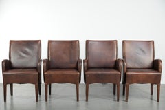 Set of 4 dining chairs/side chairs with armrests made of cowhide