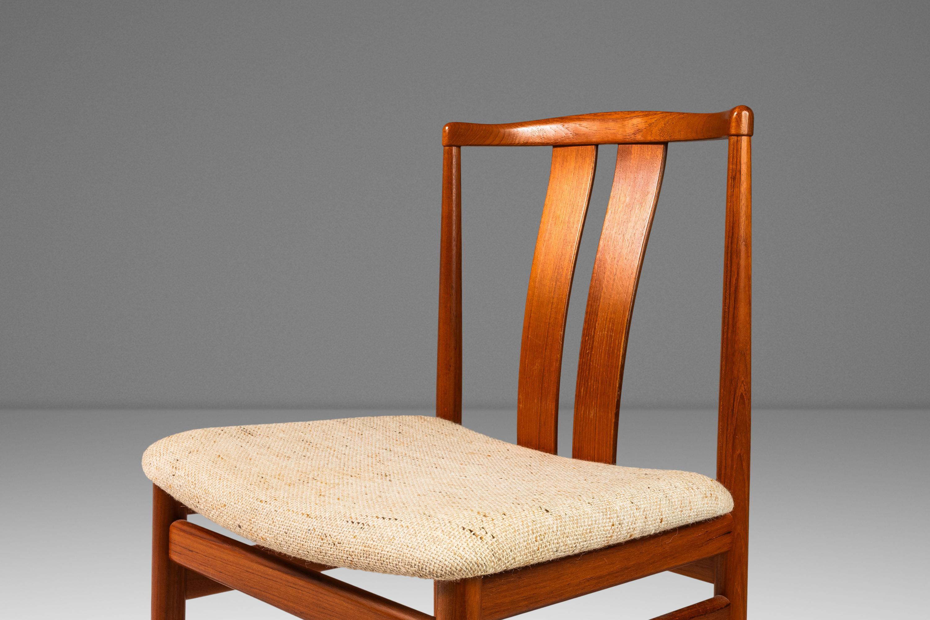 Set of 4 Dining Chairs, Teak & Oatmeal Knit Fabric by Vamdrup Stolefabrik, 1960s 5