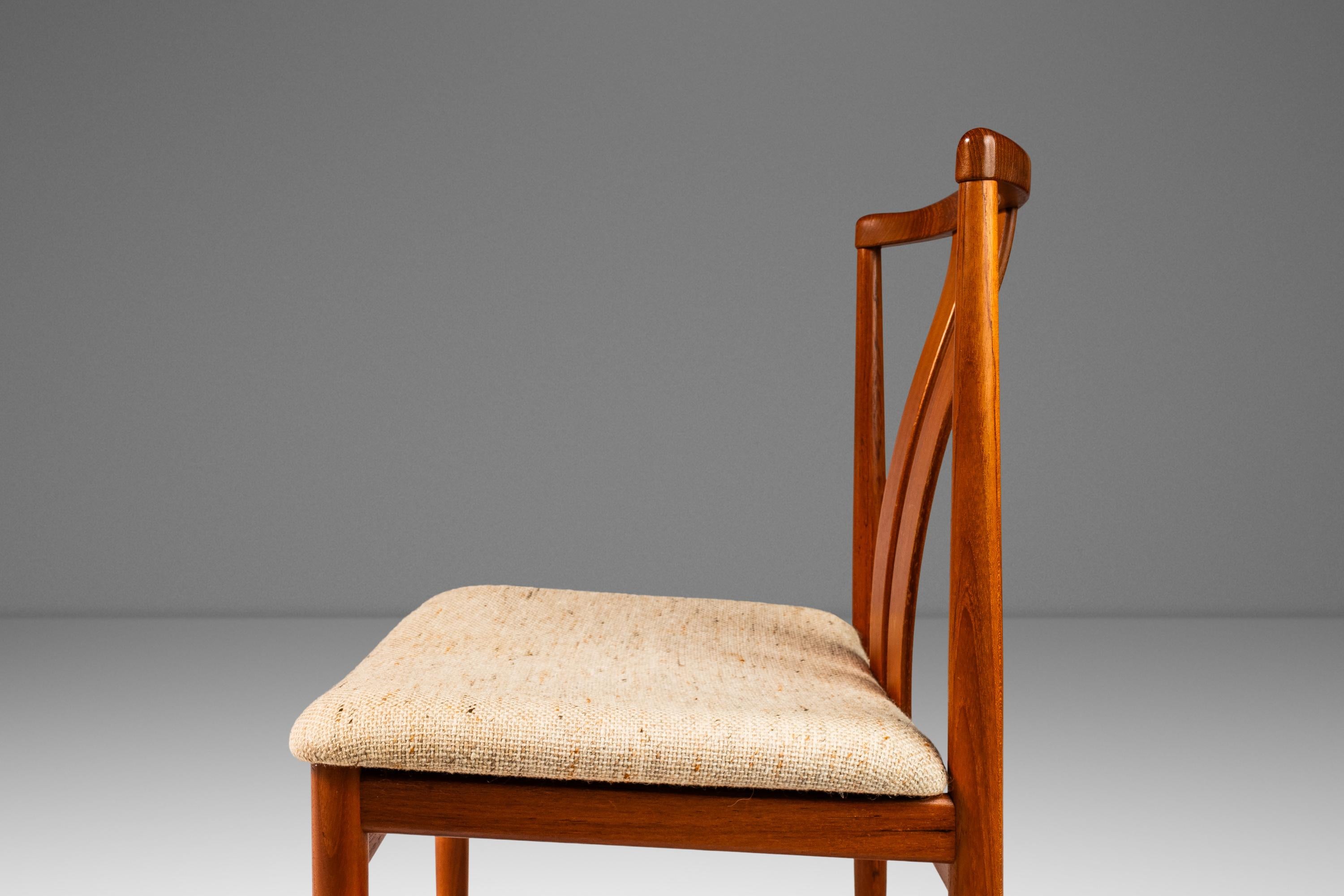 Set of 4 Dining Chairs, Teak & Oatmeal Knit Fabric by Vamdrup Stolefabrik, 1960s For Sale 6