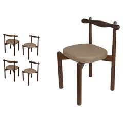 Set of 4 Dining Chairs Uçá Dark Brown Wood (fabric ref : F04)