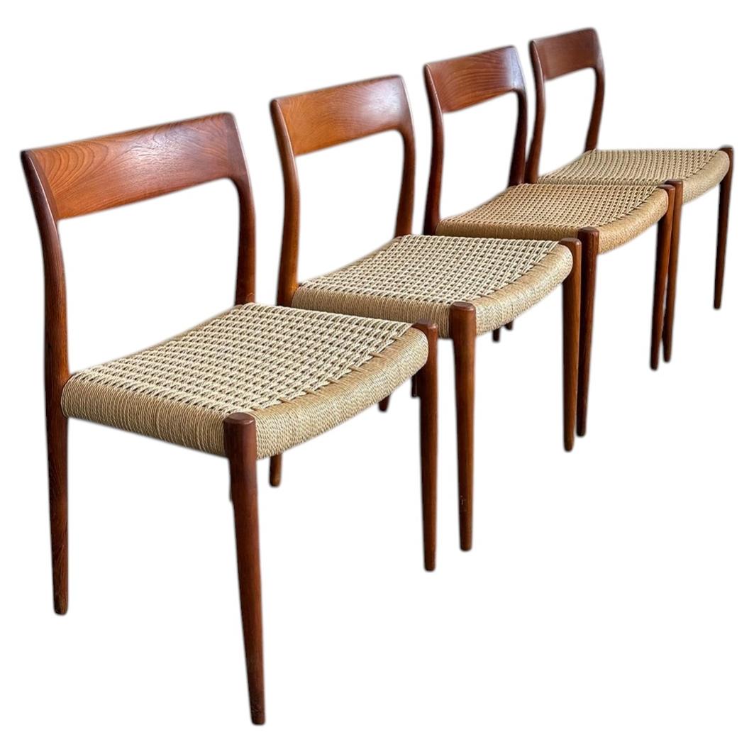 Set of 4 Dining Room Chairs by Niels Otto Moller Model 77, Denmark 1960s
