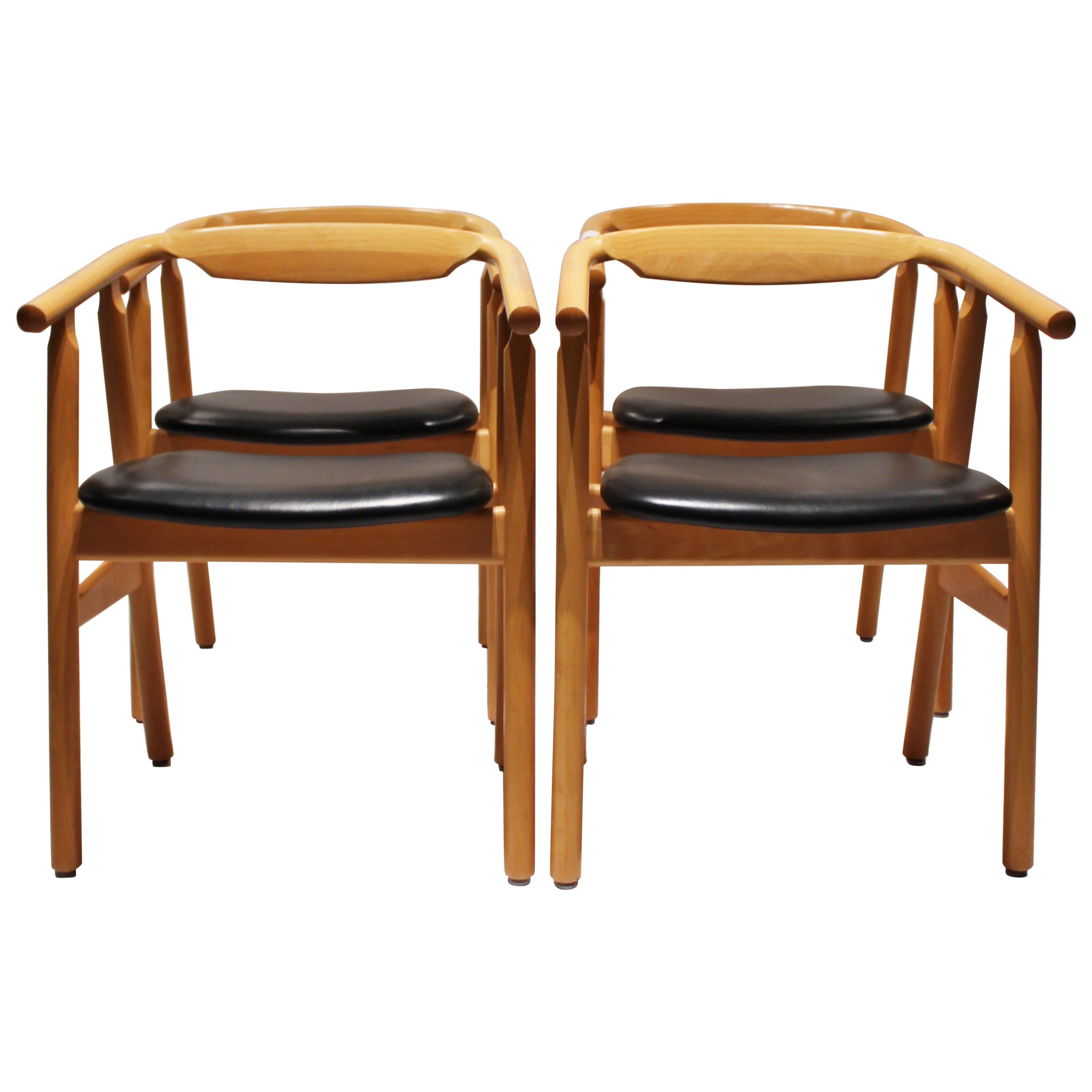 Set of 4 Dining Room Chairs, Model GE525, by Hans J. Wegner, 1960s