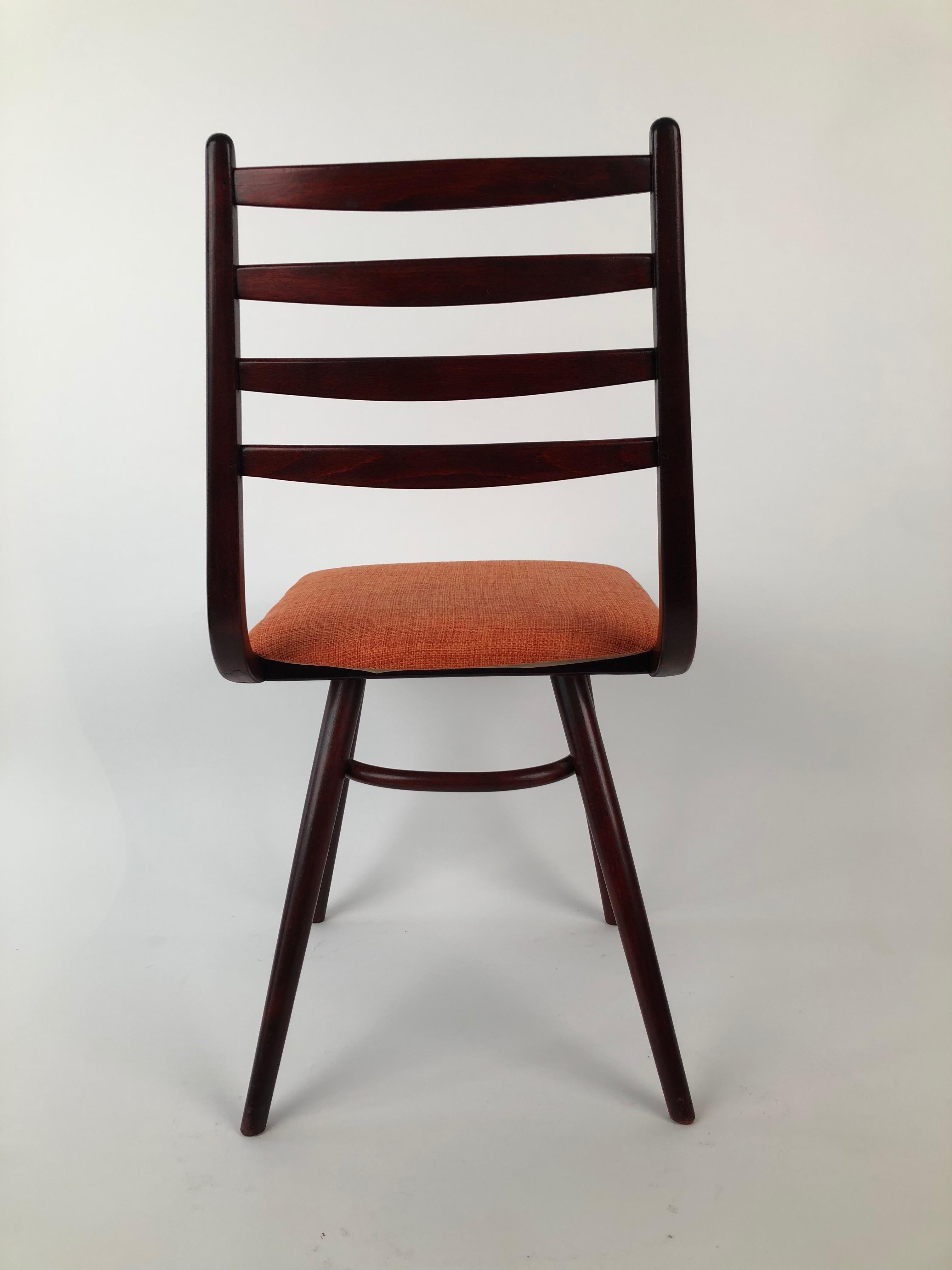 Stained Set of 4 Dinning Chairs, 1970's, Thonet Factory For Sale