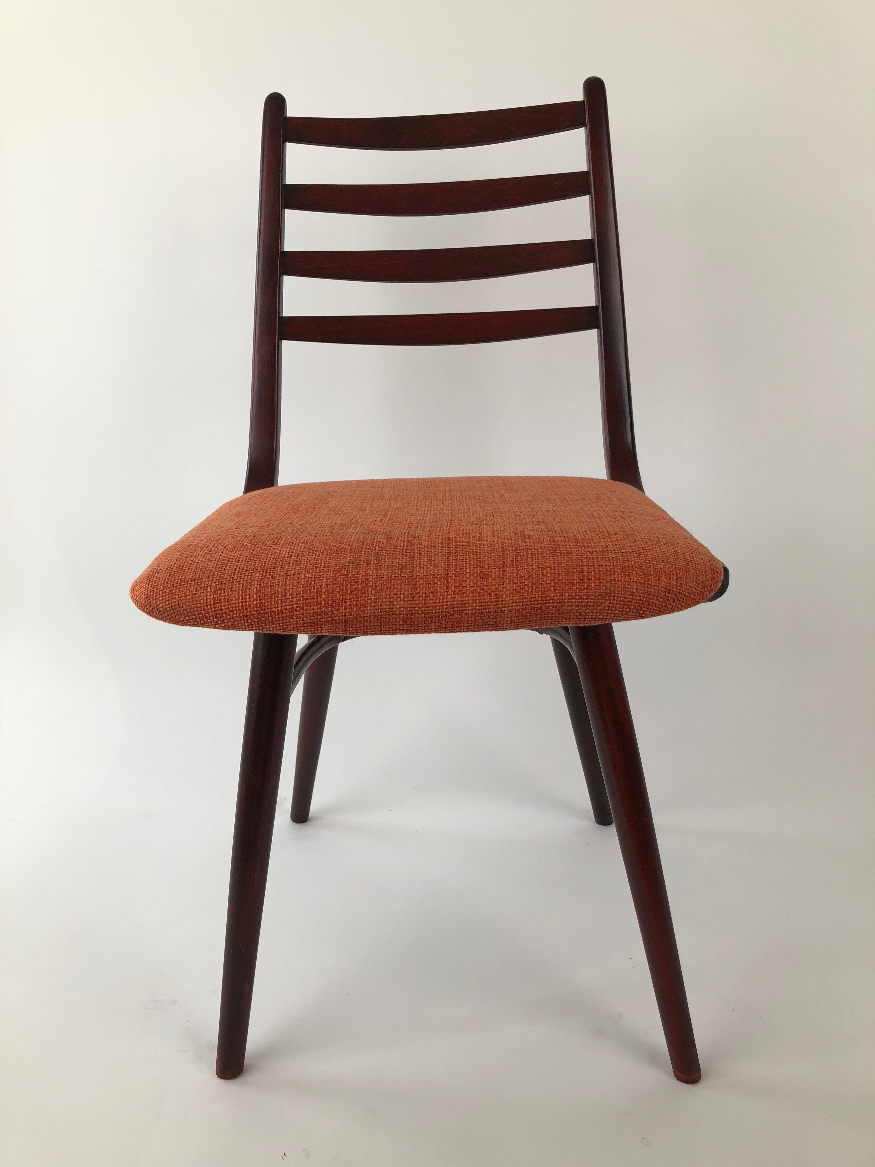 Bentwood Set of 4 Dinning Chairs, 1970's, Thonet Factory For Sale
