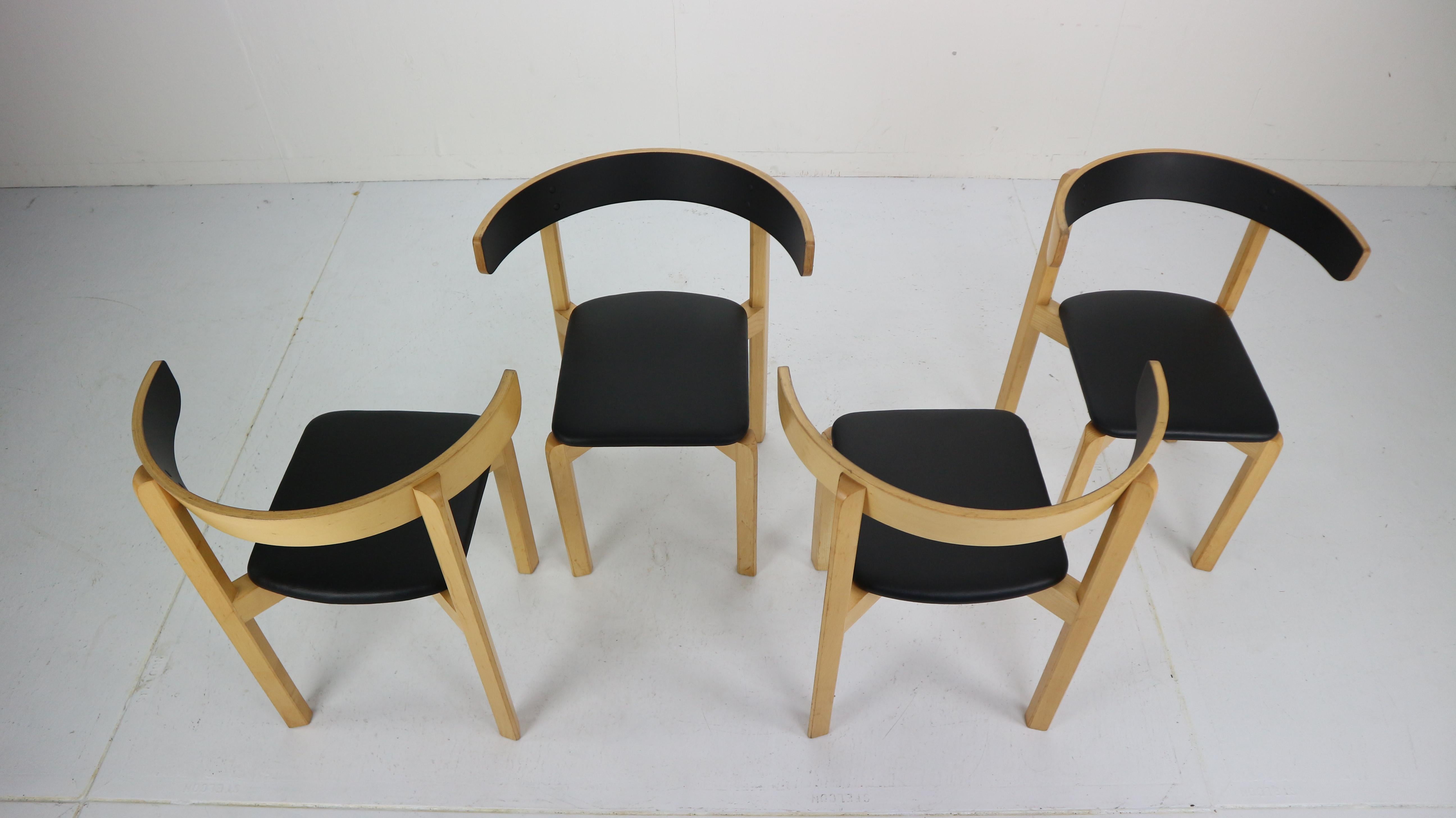 Woodwork Set of 4 Dining Room Chairs by Jørgen Gammelgaard for Schiang Møbler, Denmark