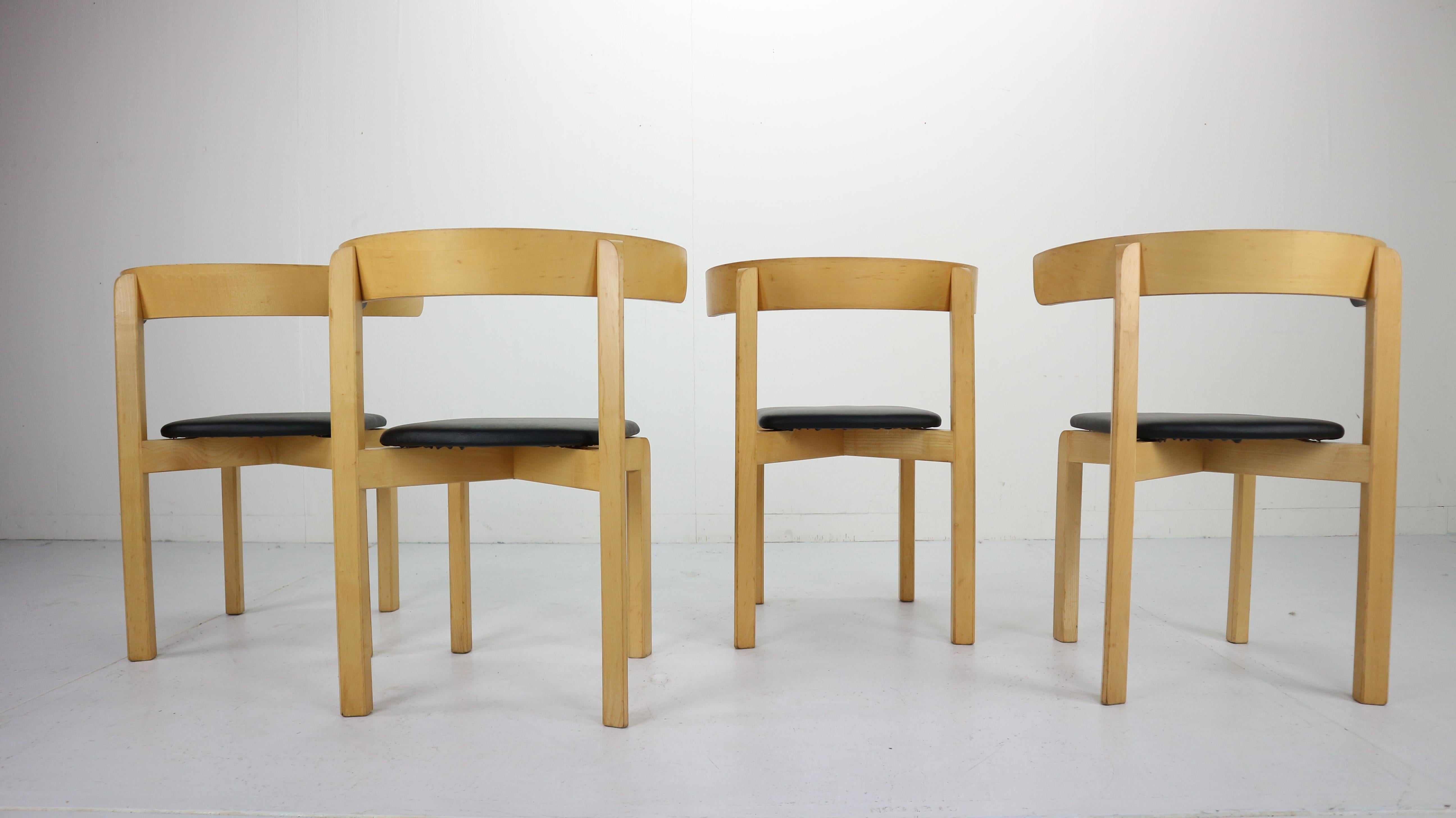 Faux Leather Set of 4 Dining Room Chairs by Jørgen Gammelgaard for Schiang Møbler, Denmark