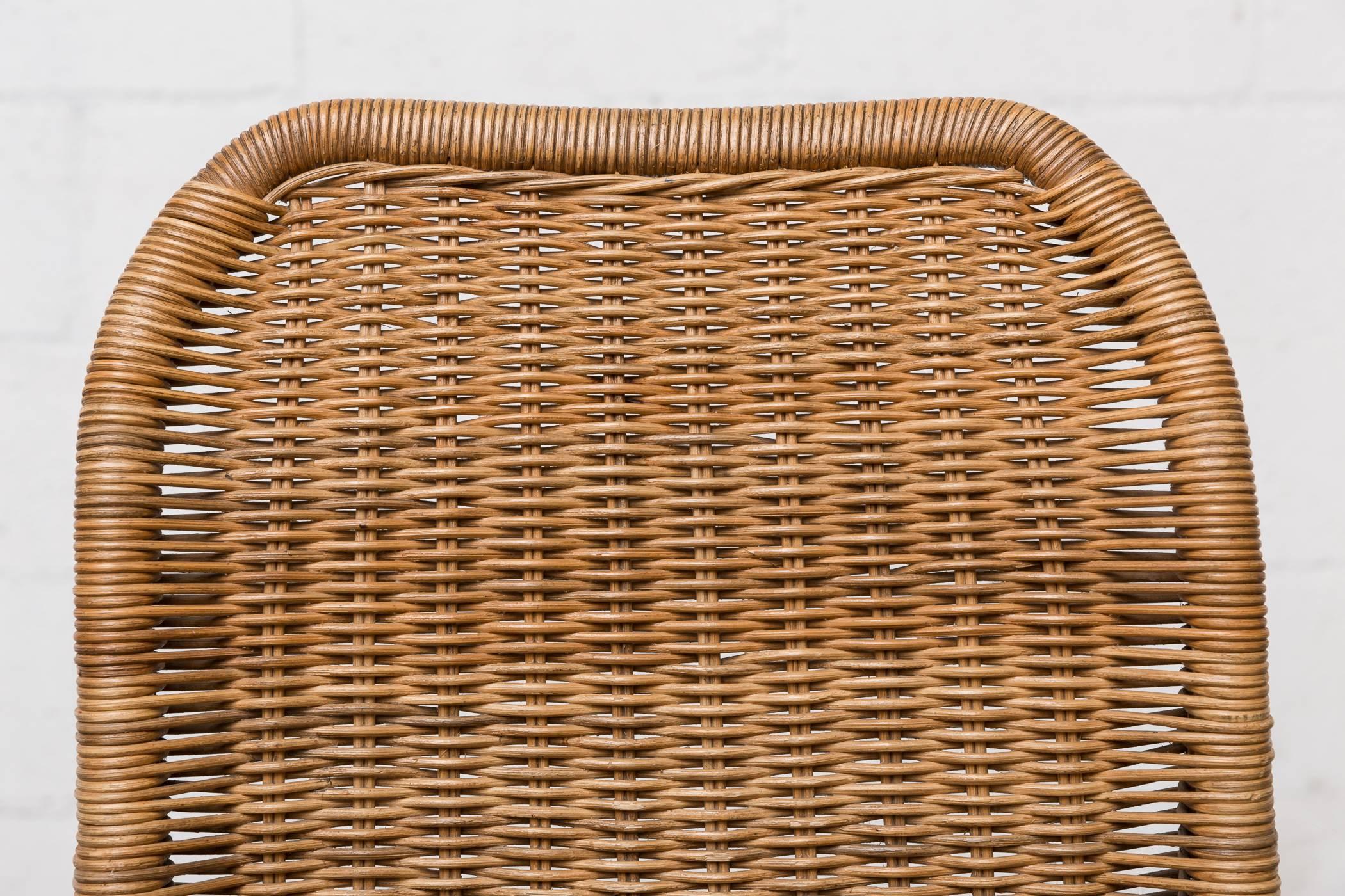 Dutch Set of Four Dirk Van Sliedregt for Rohé Noordwolde Woven Rattan Chairs