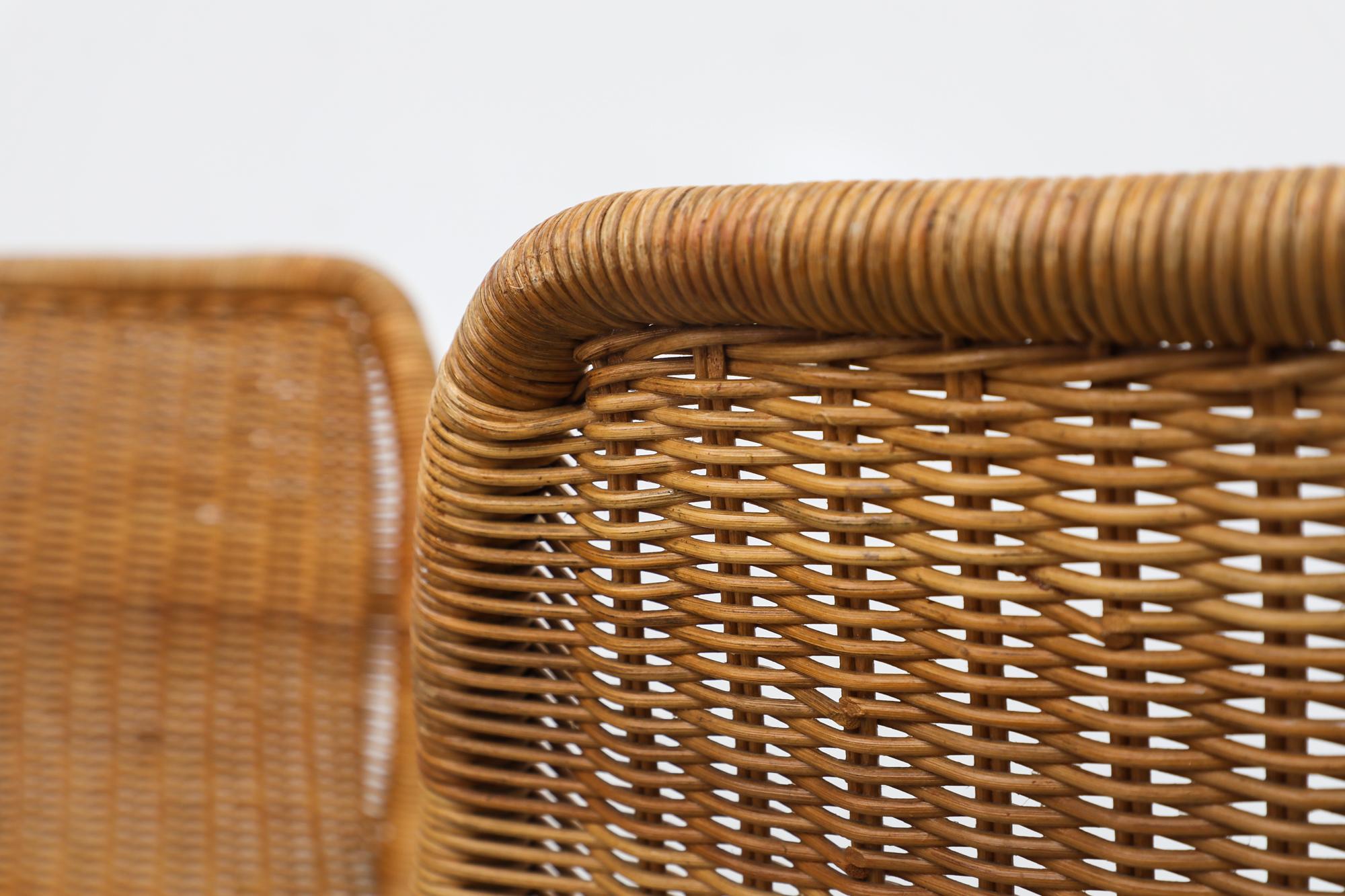 Set of 4 Dirk Van Sliedregt Rattan Chairs with Chrome Legs for Rohe Noordwolde 10