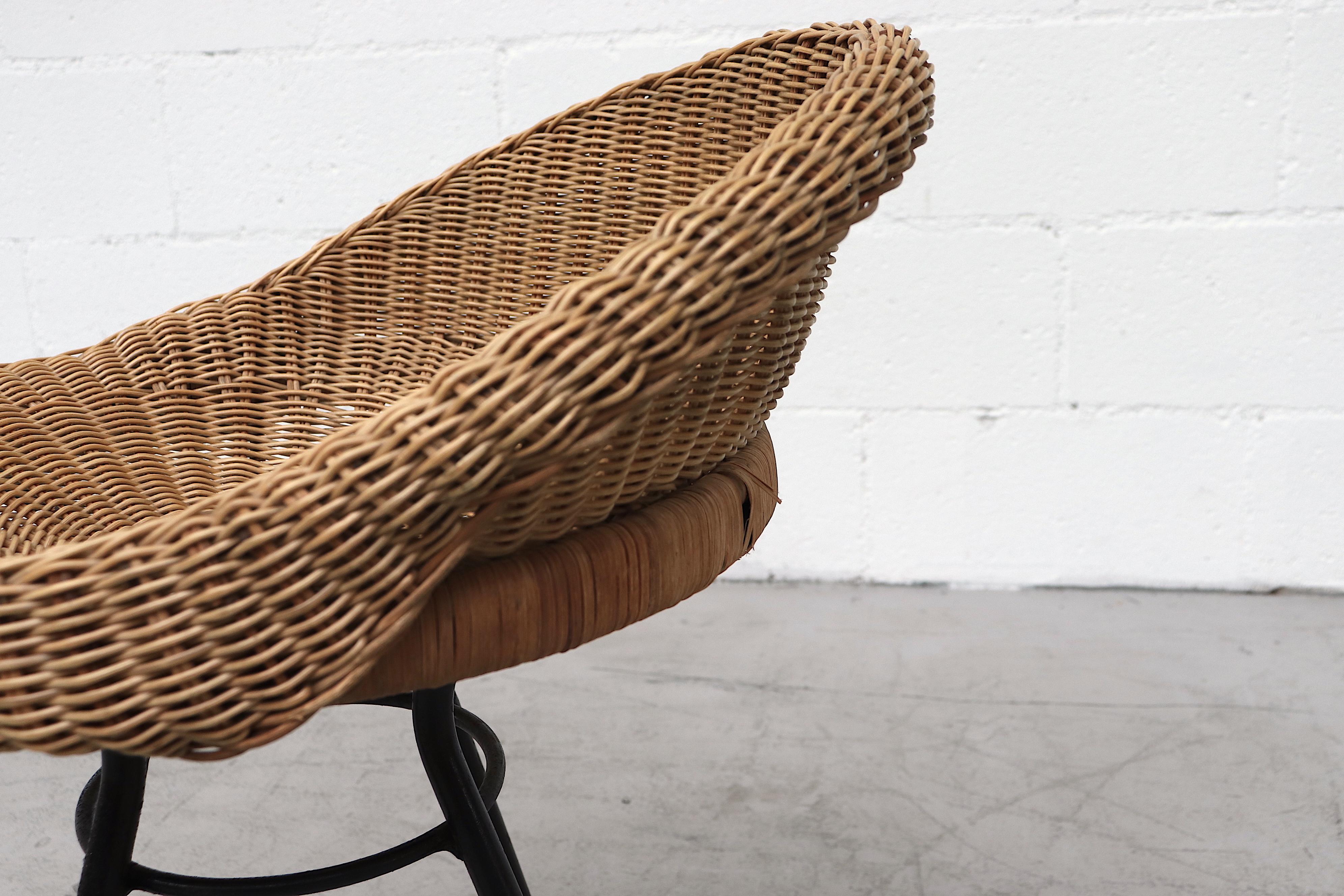 Set of 4 Dirk Van Sliedregt Style Rattan Bucket Stools 3