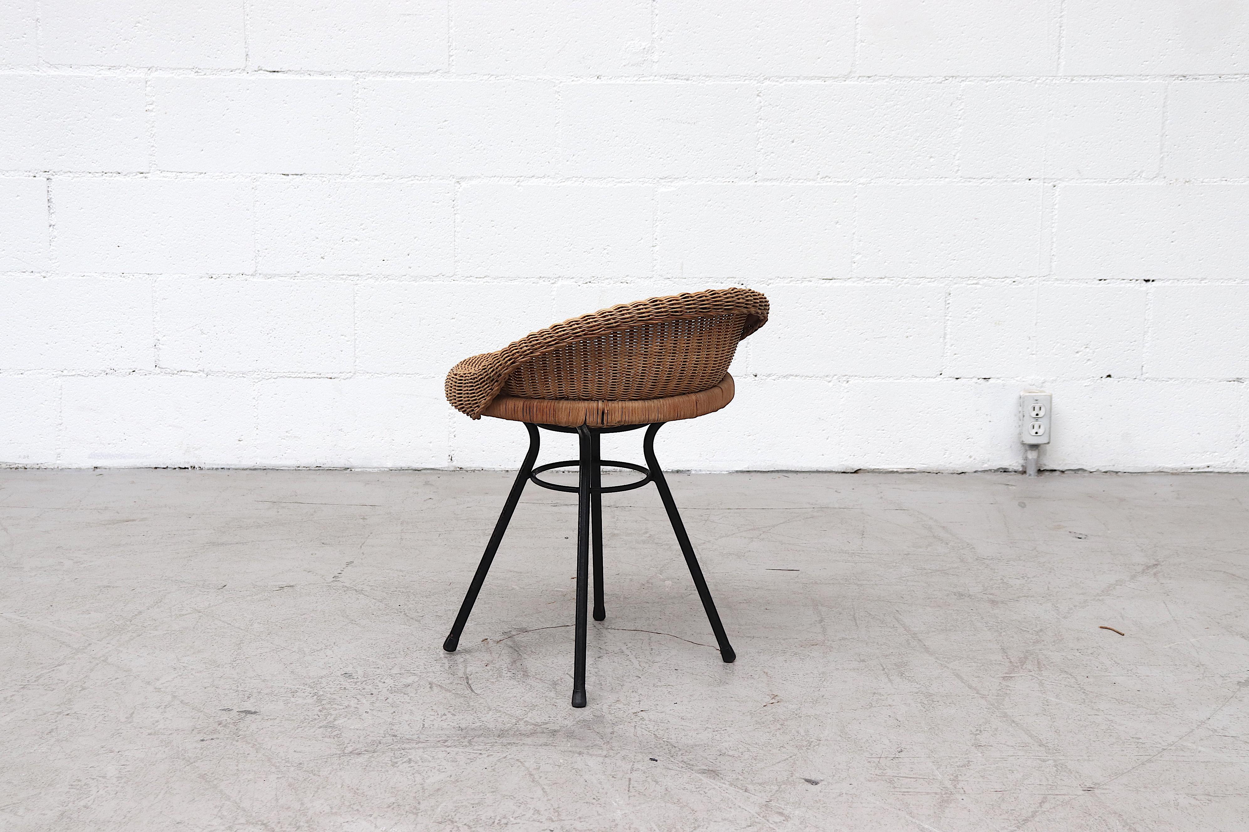 Late 20th Century Set of 4 Dirk Van Sliedregt Style Rattan Bucket Stools