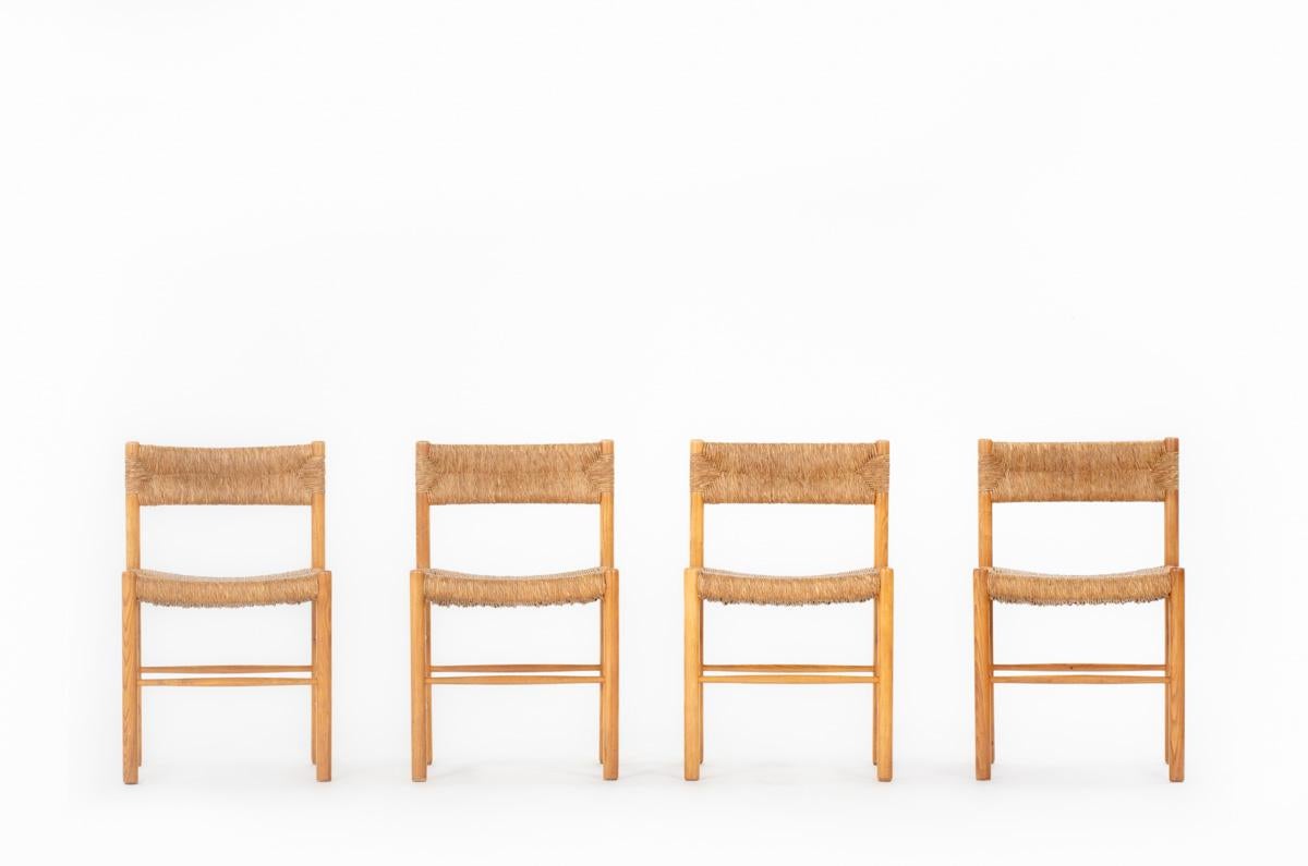 Set of 4 chairs edited by Sentou in the fifties
Dordogne model
Tubular structure in ash, seat and back in straw
