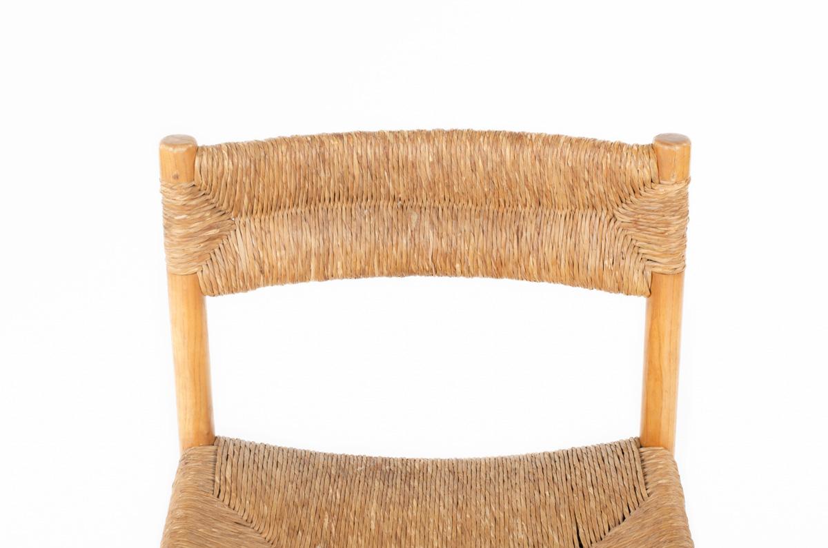Set of 4 Dordogne chairs ash and straw by Sentou 1950 For Sale 2