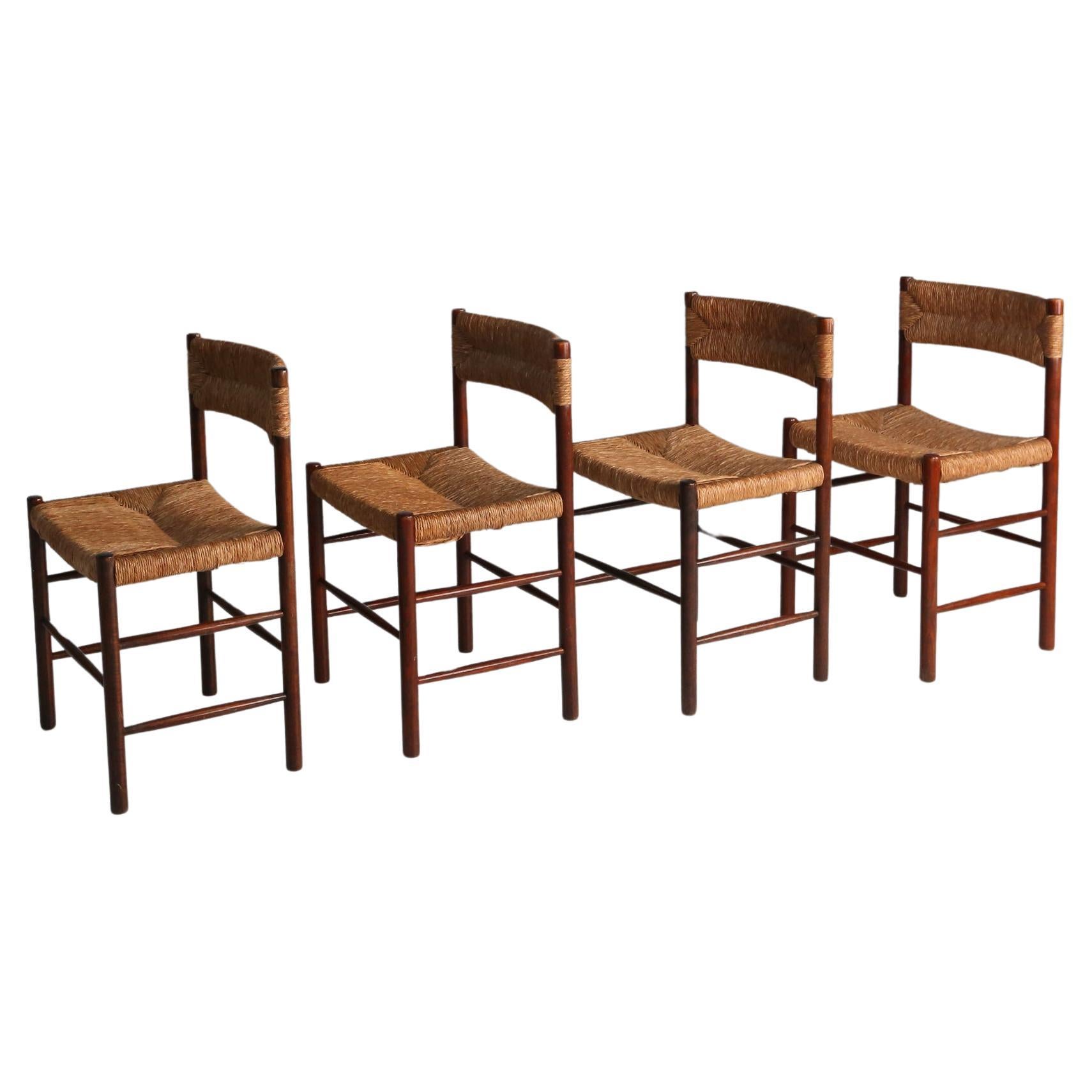 Set of 4 Dordogne chairs by Charlotte Perriand for Sentou, France, 1950s For Sale