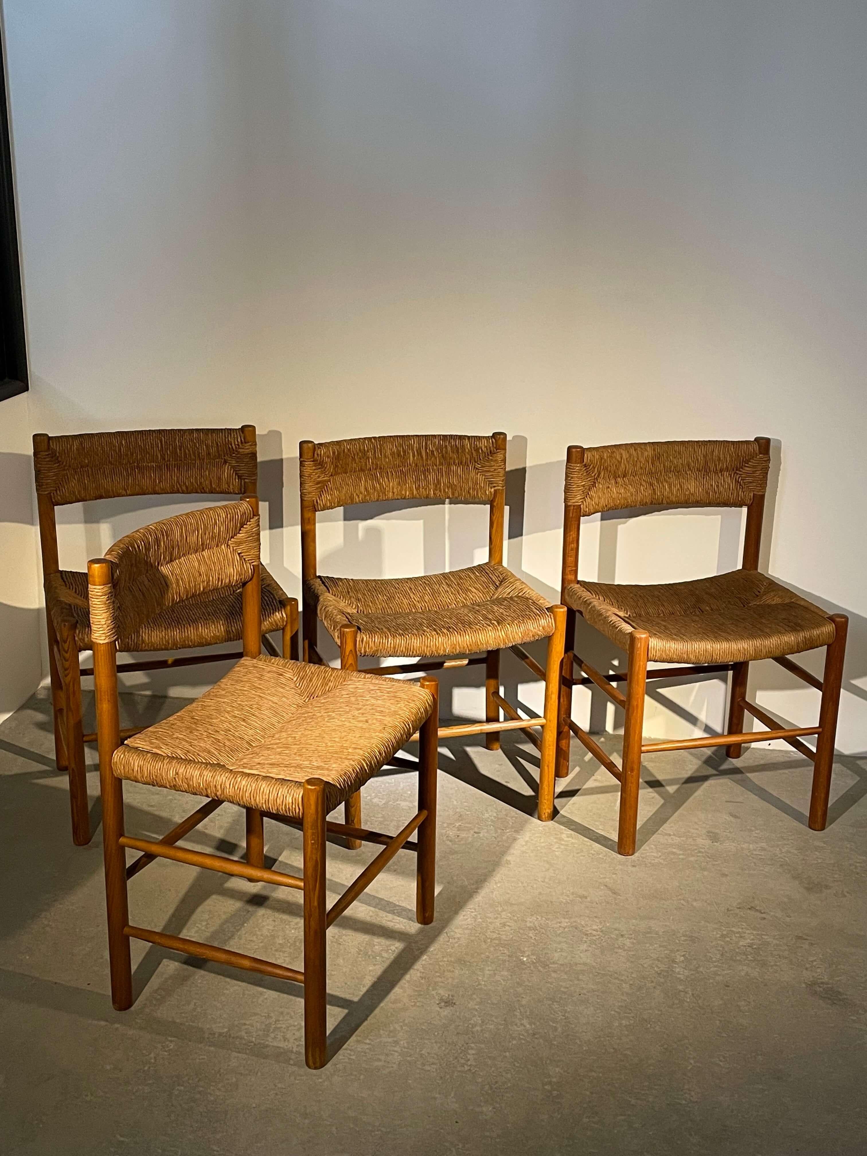 Set of 4 Dordogne chairs, Robert Sentou for Charlotte Perriand, France 1960 For Sale 2