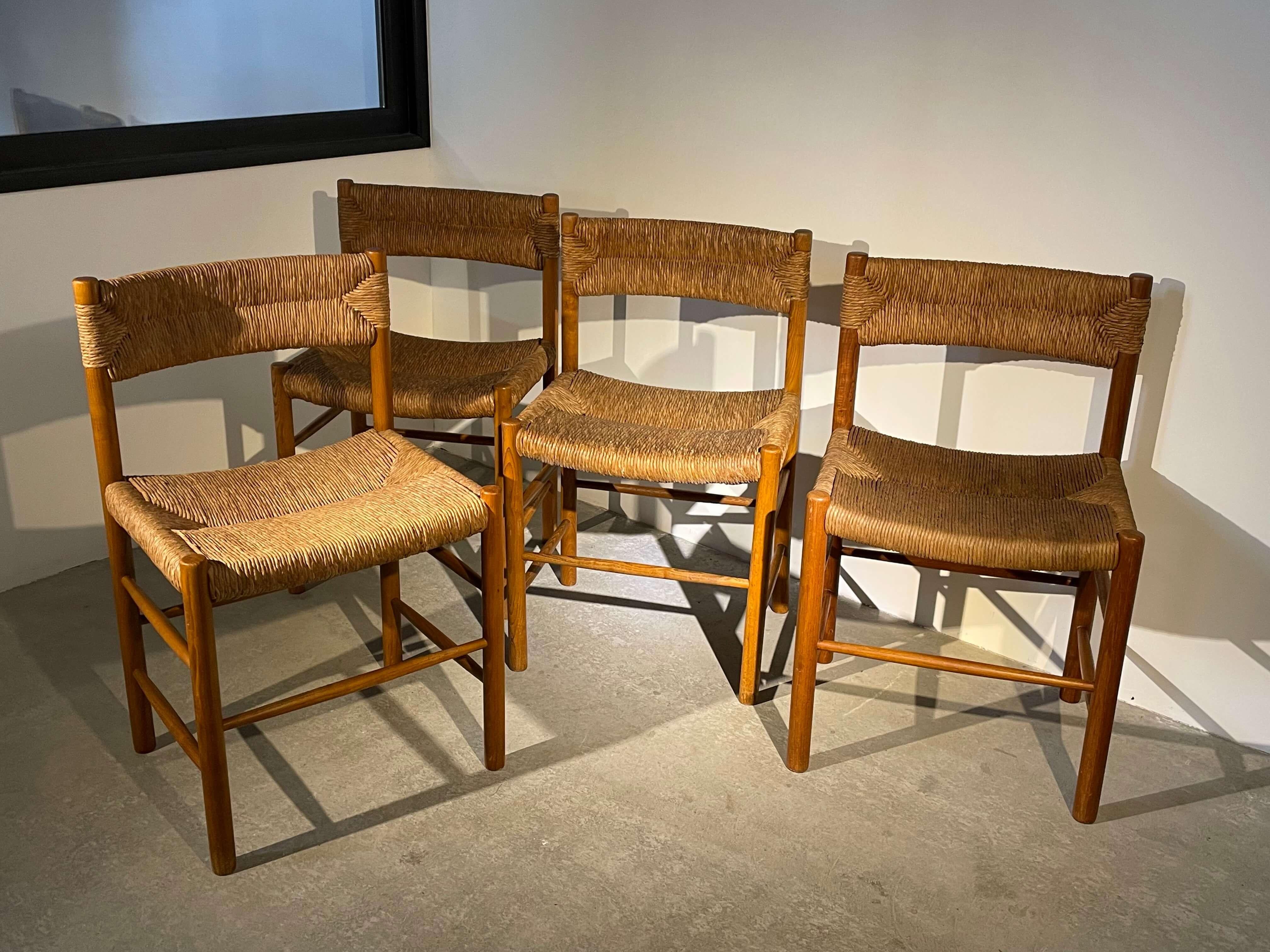 Set of 4 Dordogne chairs, Robert Sentou for Charlotte Perriand, France 1960 In Good Condition For Sale In L’ISLE-SUR-LA-SORGUE, FR