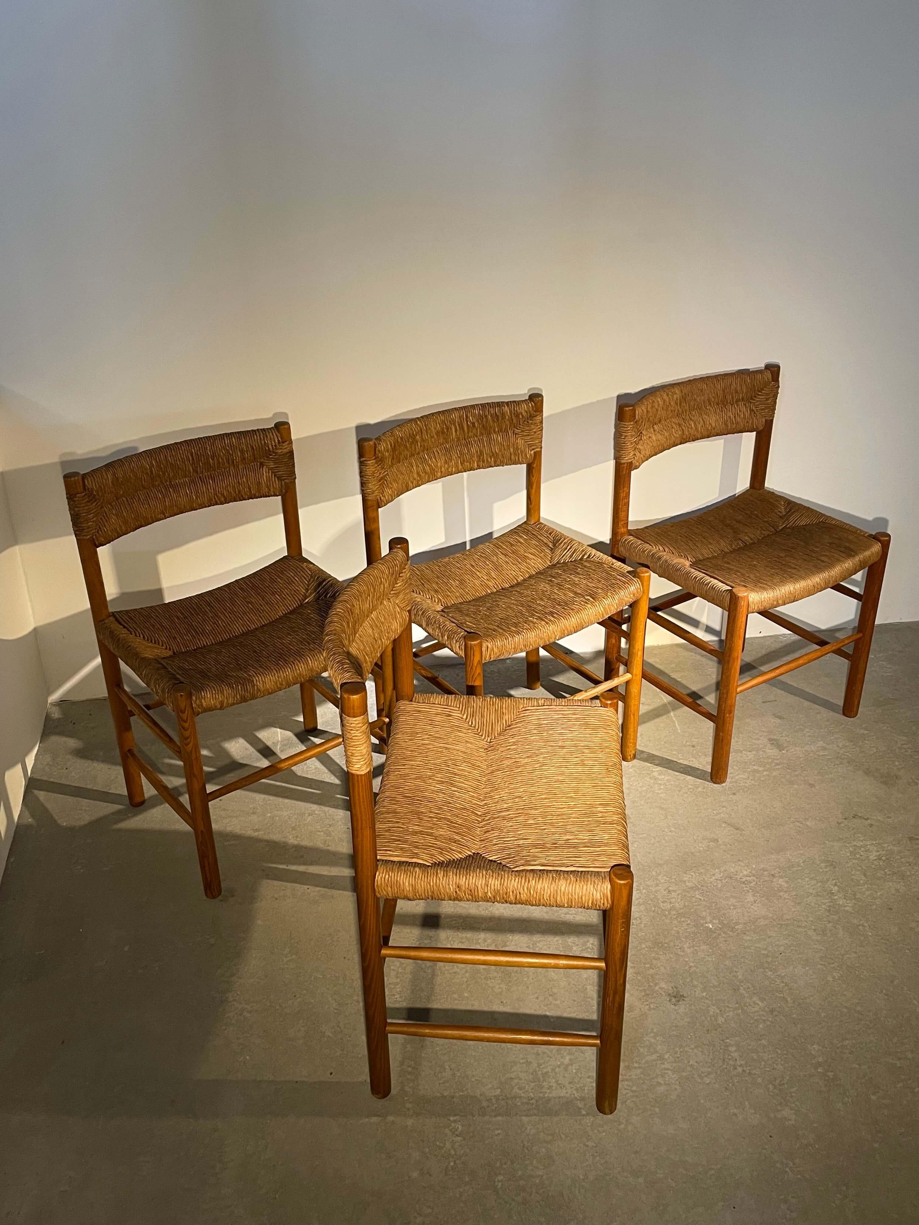 Other Set of 4 Dordogne chairs, Robert Sentou for Charlotte Perriand, France 1960 For Sale