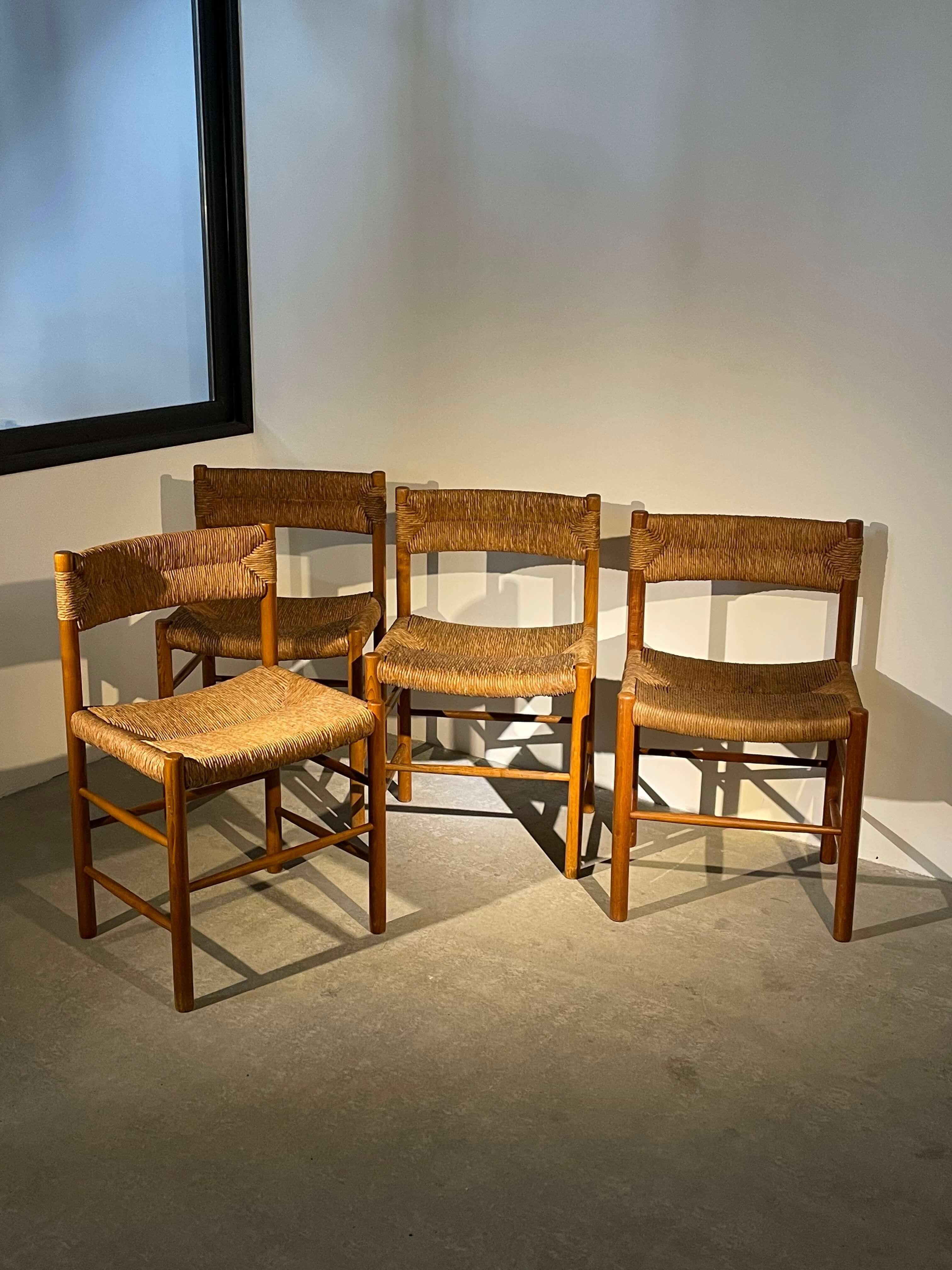 Set of 4 Dordogne chairs, Robert Sentou for Charlotte Perriand, France 1960 For Sale 1