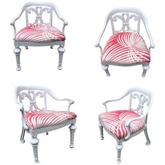 Ensemble de 4 chaises de patio Dorothy Draper rares fabriquées par Kessler