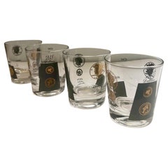 Set di 4 doppi bicchieri Old Fashioned in oro e nero di CERA degli anni '60