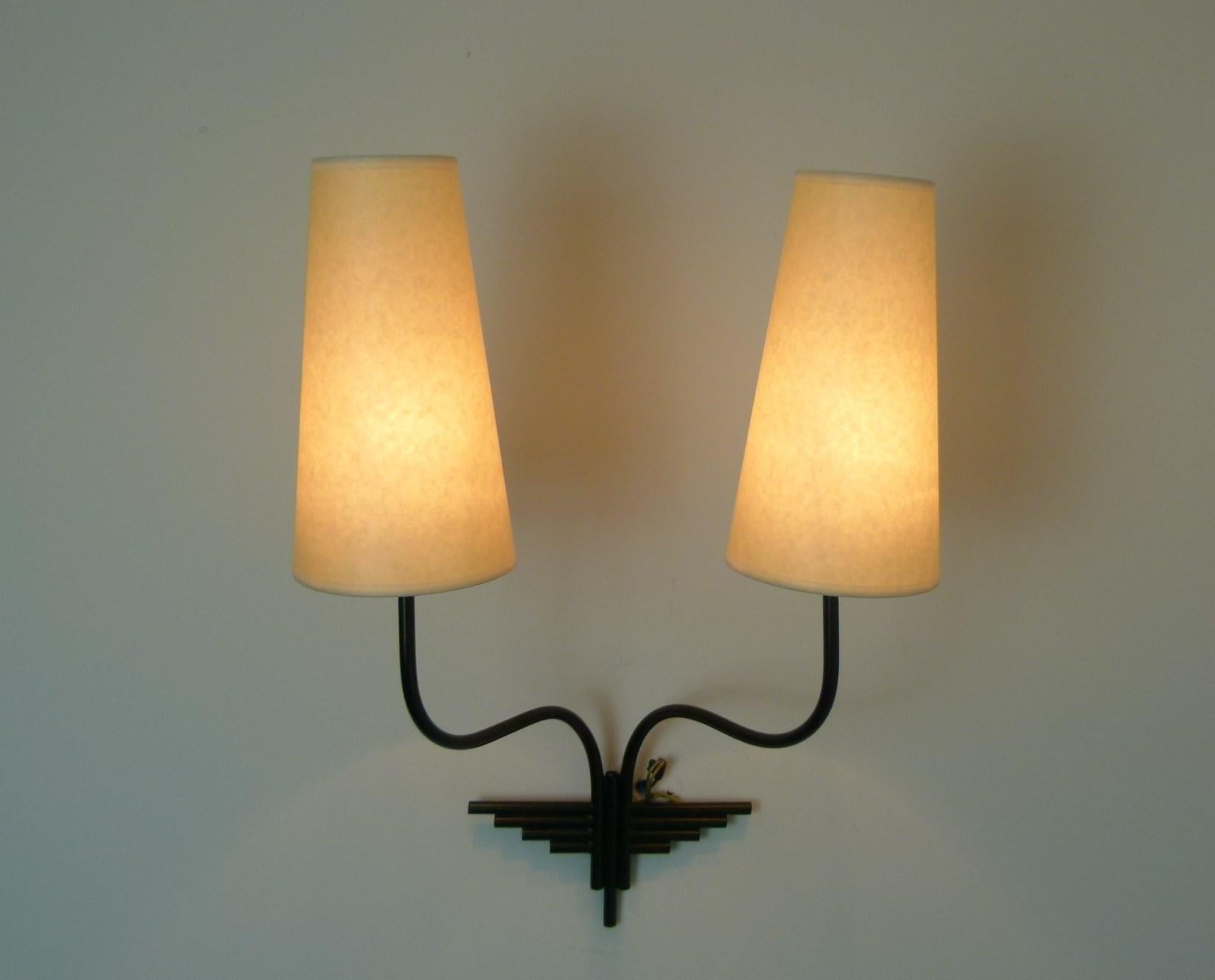 Set of 4 Double Sconce French Work, circa 1950 6