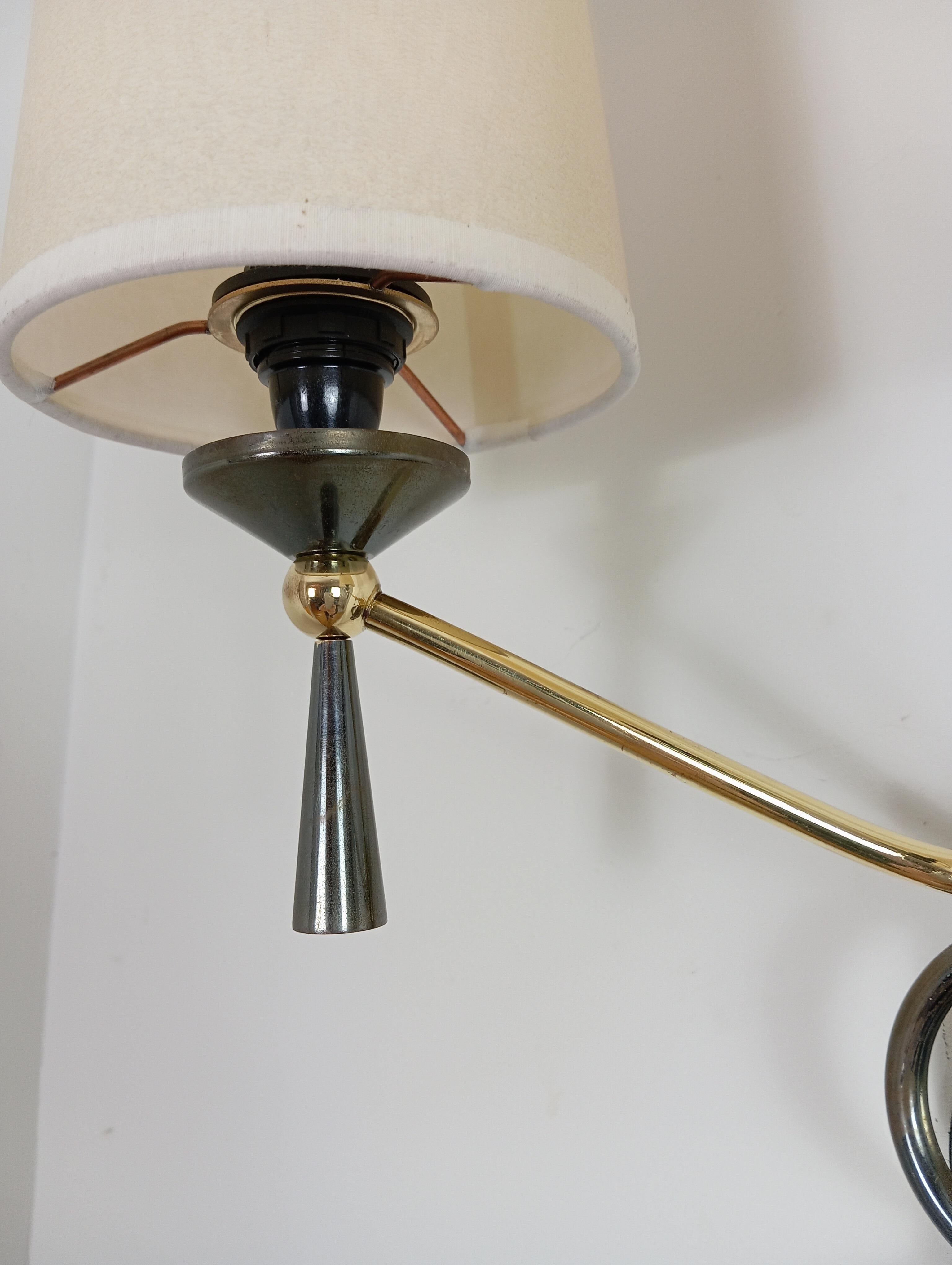 Set of 4 double sconces in brass, Maison Lunel circa 1950 For Sale 8