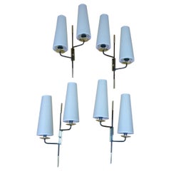 Set of 4 Double Wall Lights Maison Lunel, circa 1950