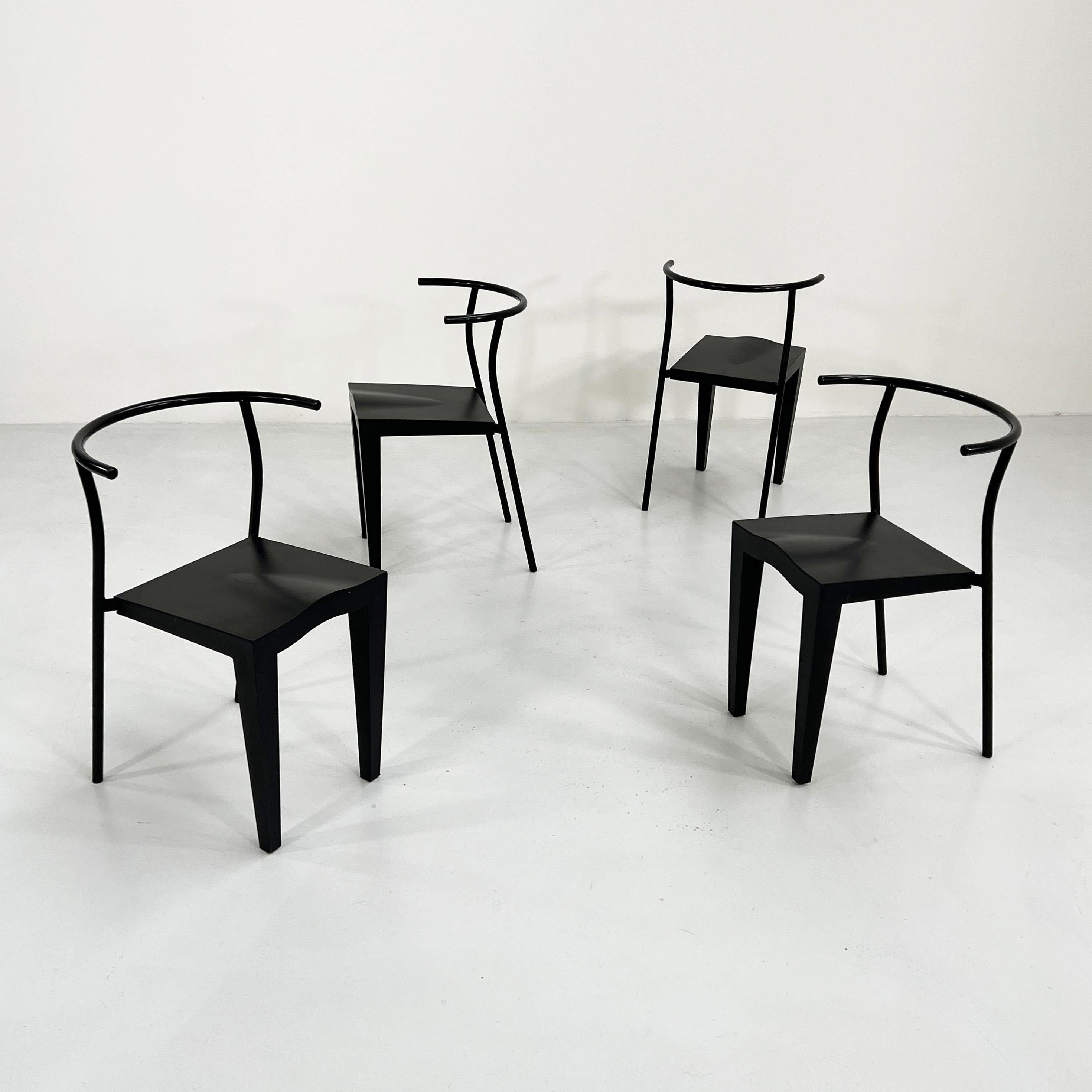 Designer - Philippe Starck
Producteur - Kartell 
Modèle - Chaises Dr.
Période de conception - années 80
Dimensions - Largeur 48 cm x Profondeur 46 cm x Hauteur 74 cm x Hauteur du siège 45 cm
Matériaux - Métal, plastique 
Couleur - Noir 
Usure légère