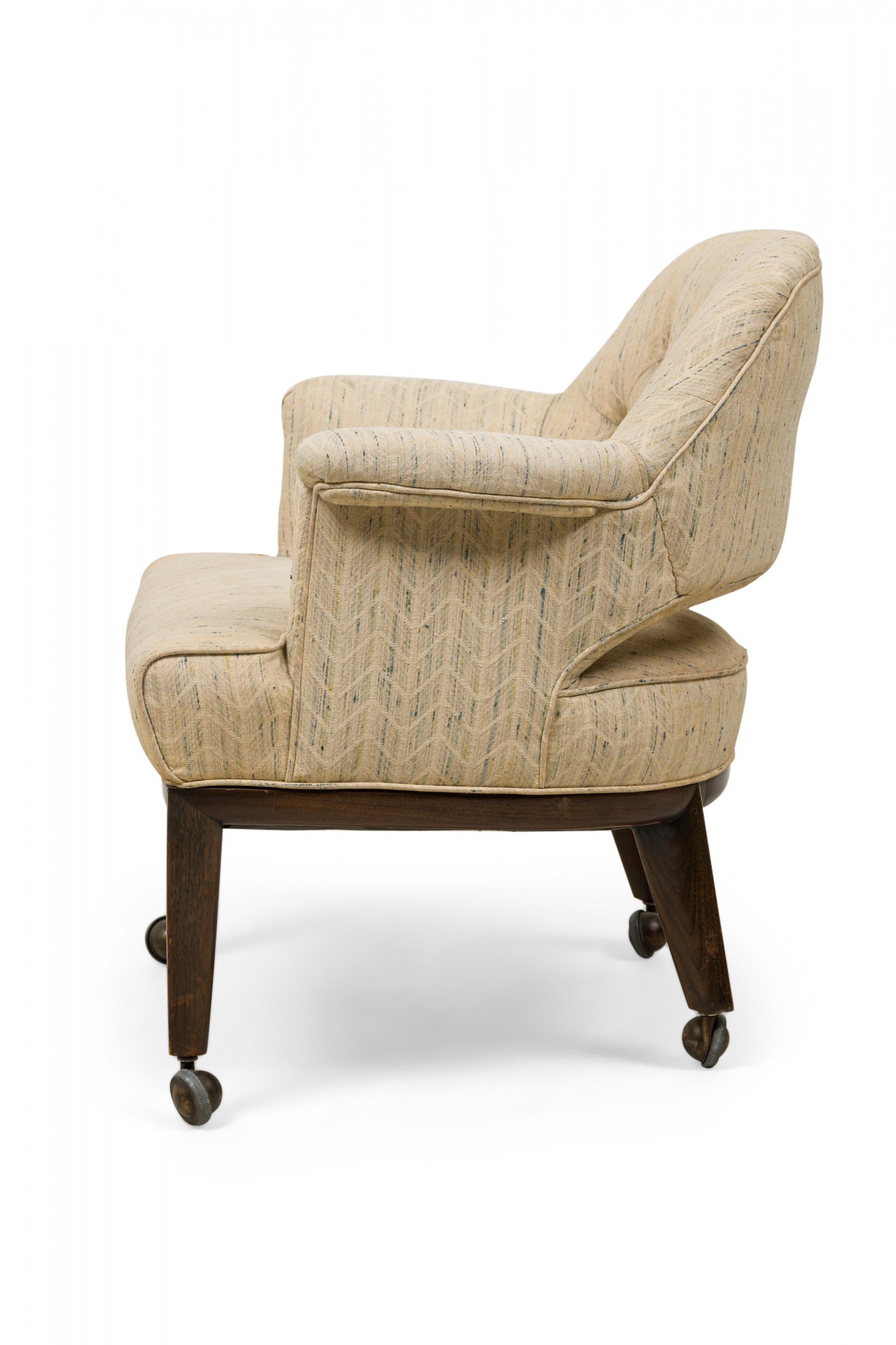 Unknown Set of 4 Dunbar Janus Armchairs in Beige Textured Weave Upholstery, Manner of Ed For Sale