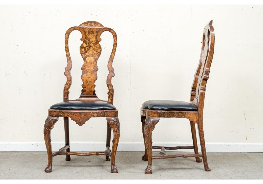 Ensemble de 4 chaises d'appoint en marqueterie de style baroque néerlandais à restaurer en vente 7