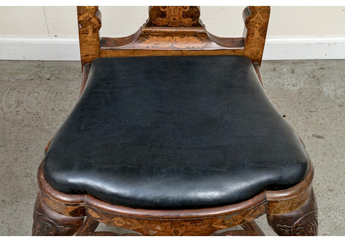 Ensemble de 4 chaises d'appoint en marqueterie de style baroque néerlandais à restaurer en vente 8
