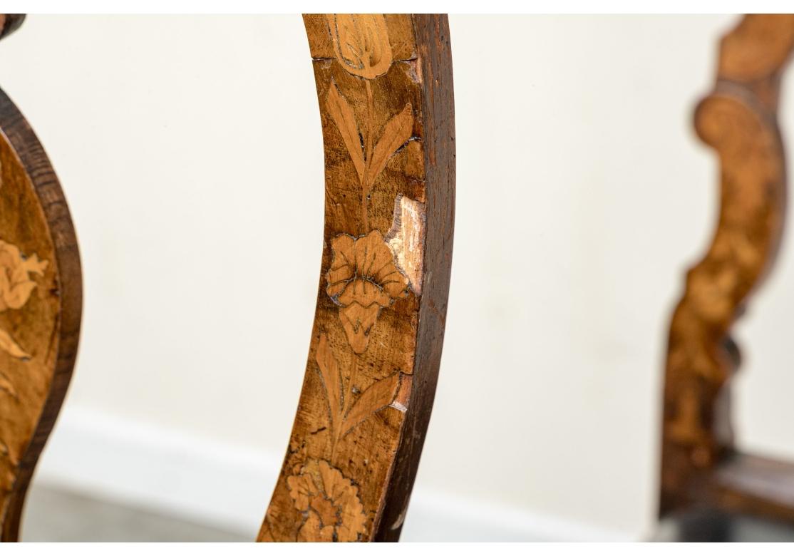 Ensemble de 4 chaises d'appoint en marqueterie de style baroque néerlandais à restaurer en vente 1