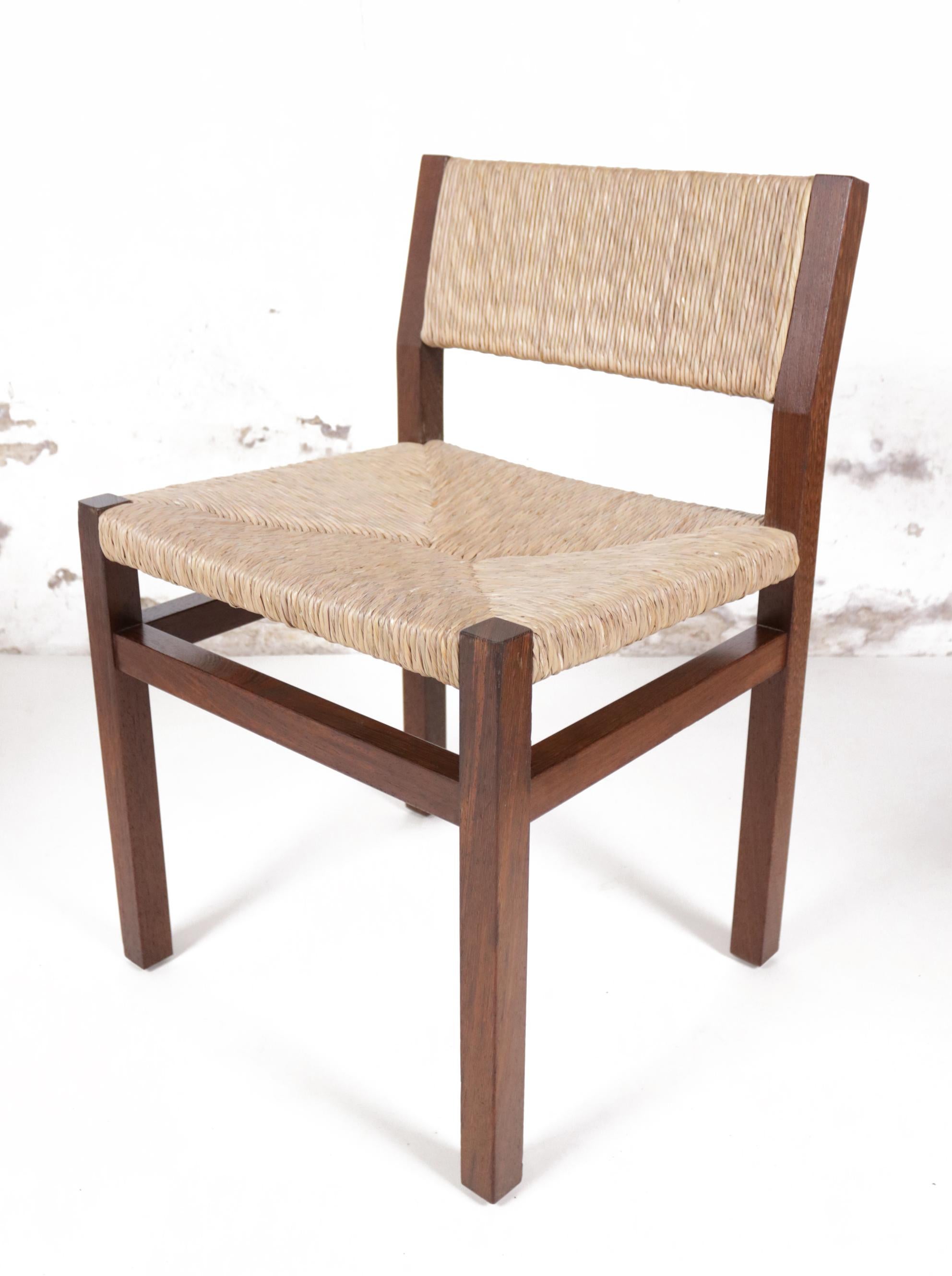 Set of 4 Dutch Design Martin Visser Wengé Rush Dining Room Chairs '67 12